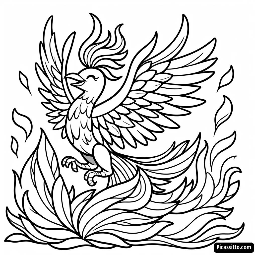 Pagina da Colorare del Fenice in Ascesa