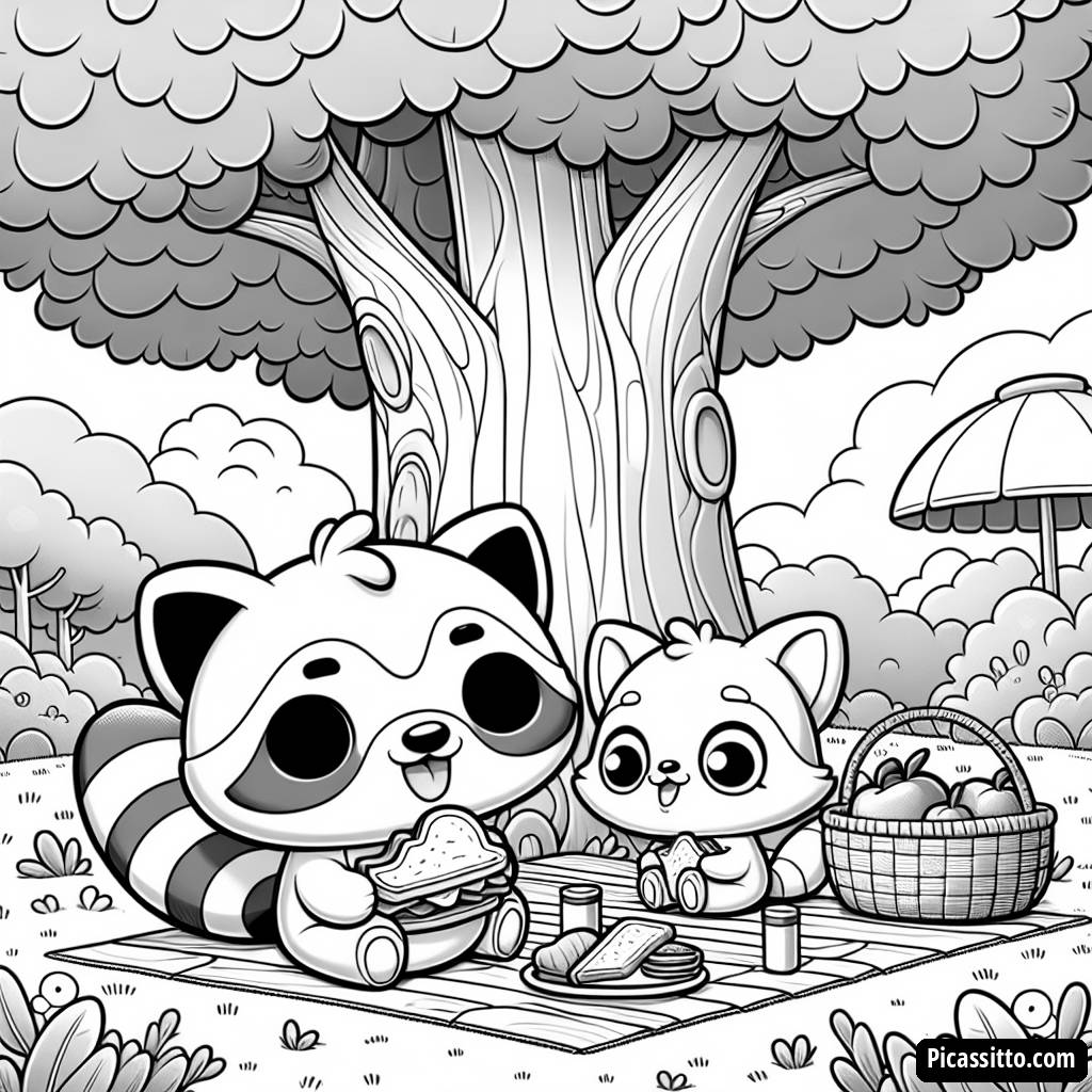 Pagina da Colorare del Divertente Picnic con Bandit e Chilli
