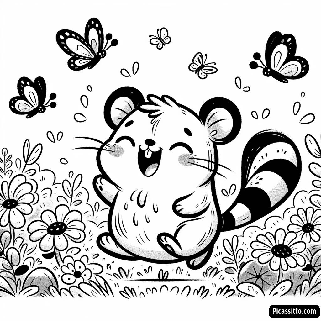 Pikachu Ausmalbild: Spielend im Blumenfeld