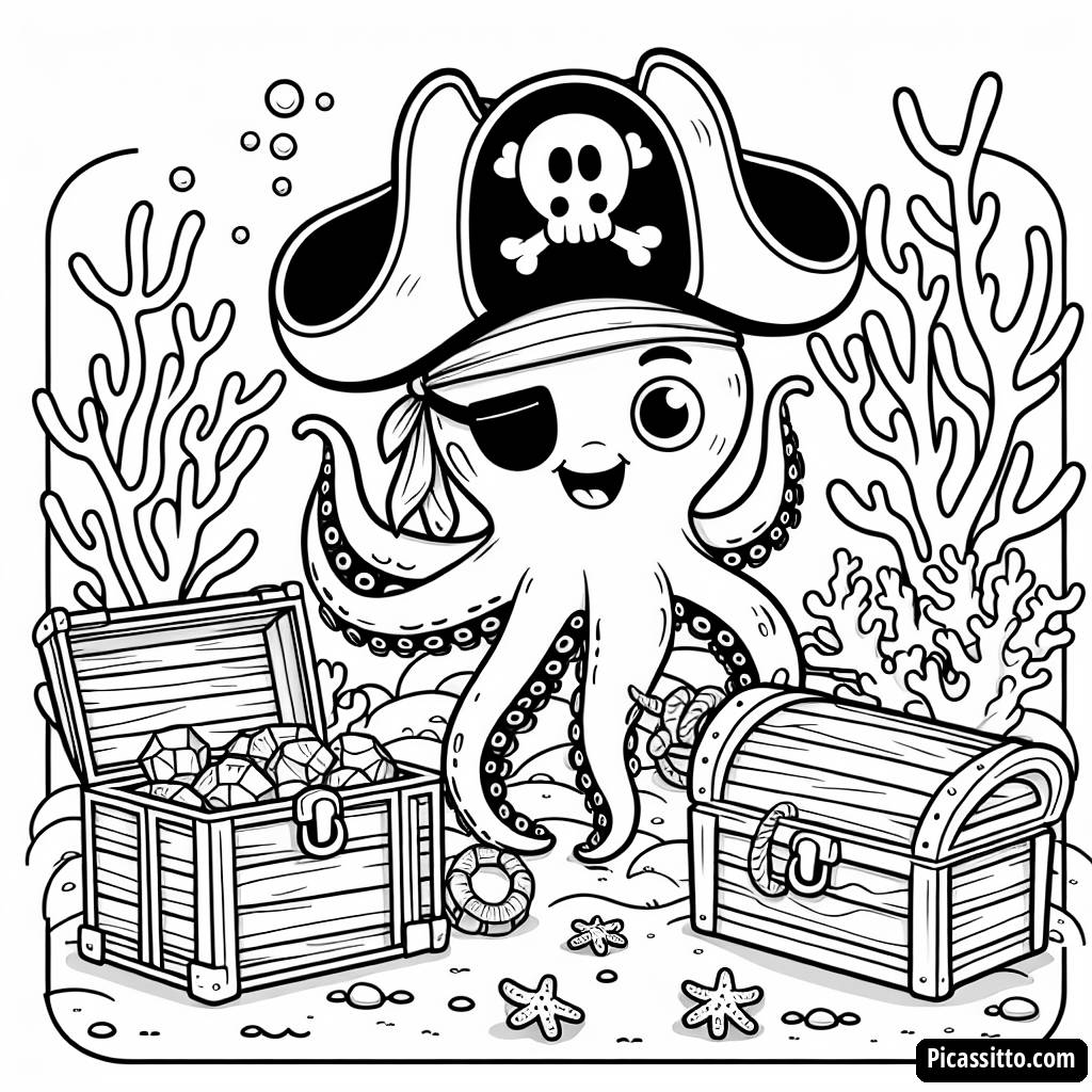 Malvorlage: Pirat-Oktopus