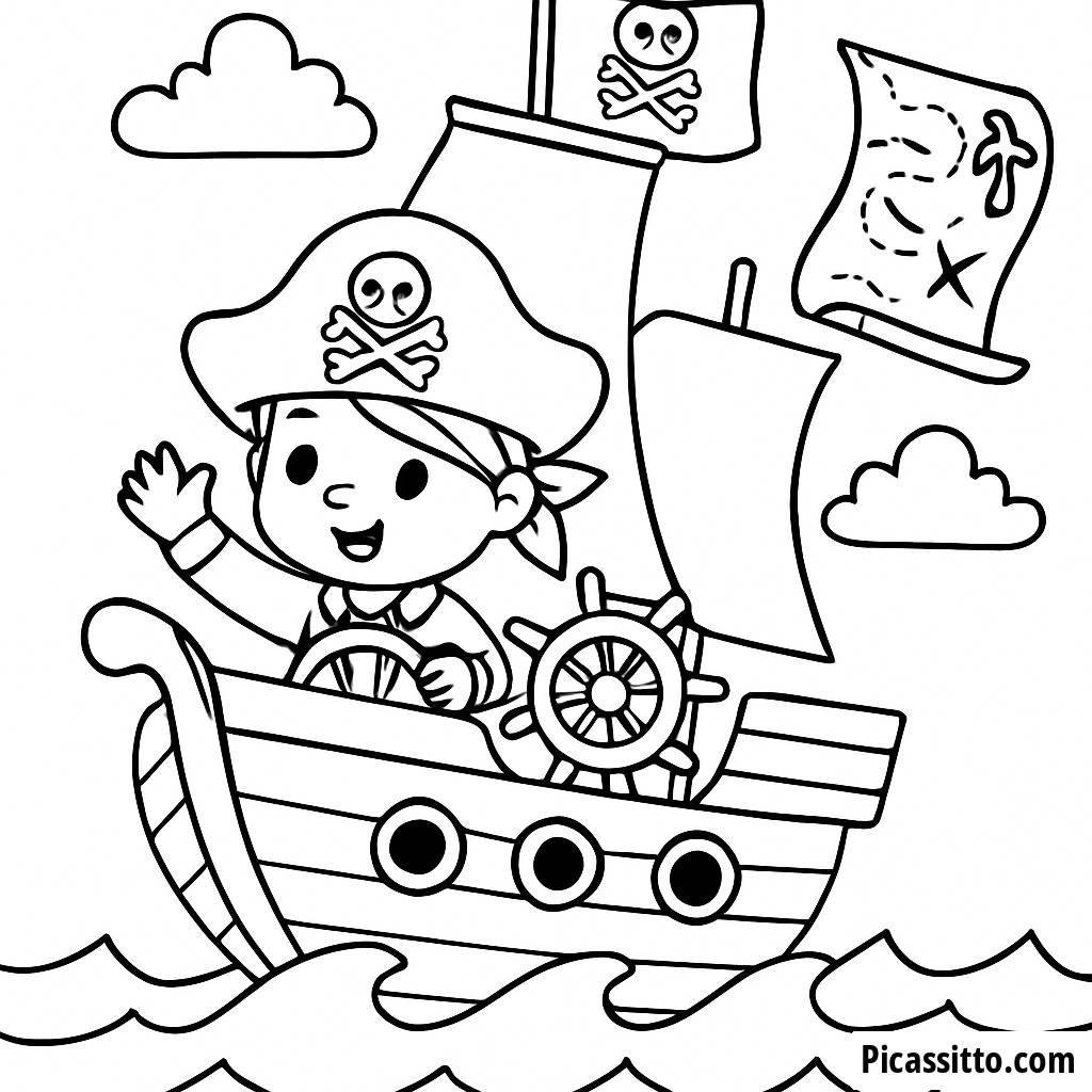 Piraten-Schiff Abenteuer Malvorlage
