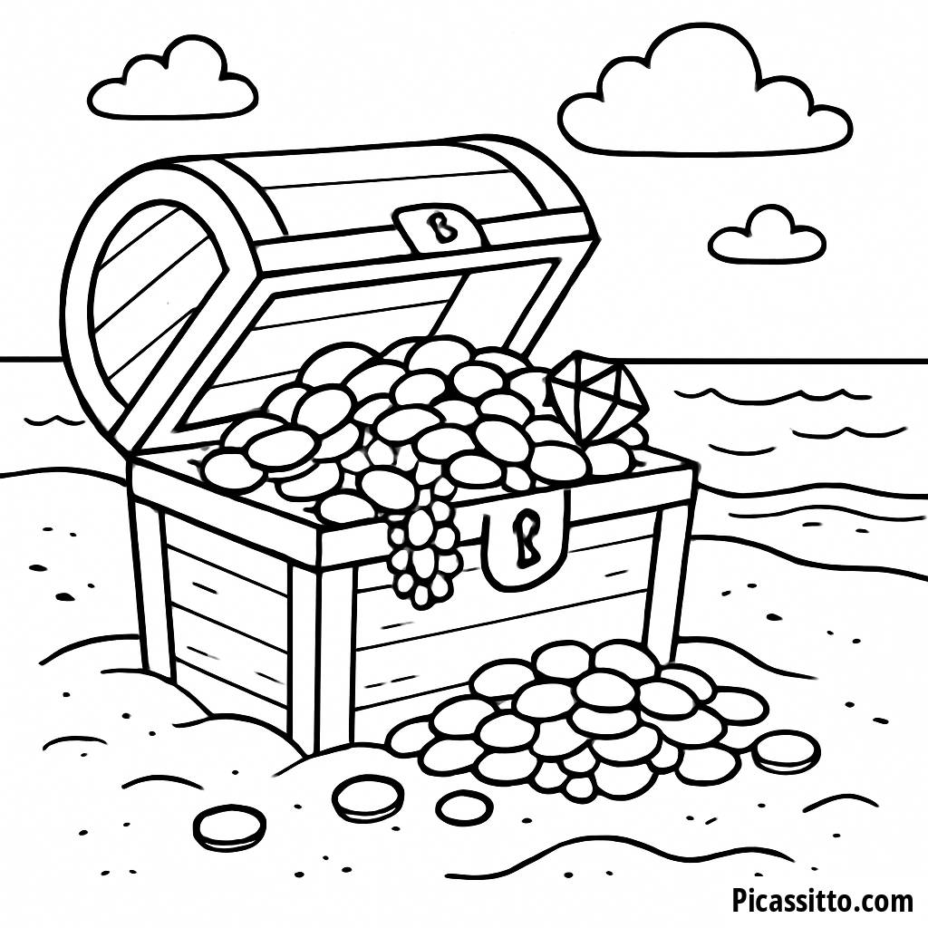 Pirate Treasure Chest Coloring Page
