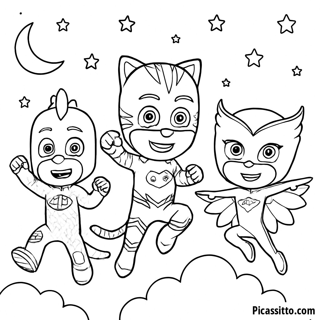 PJ Masks Malvorlage: Superhelden Springen in Aktion!