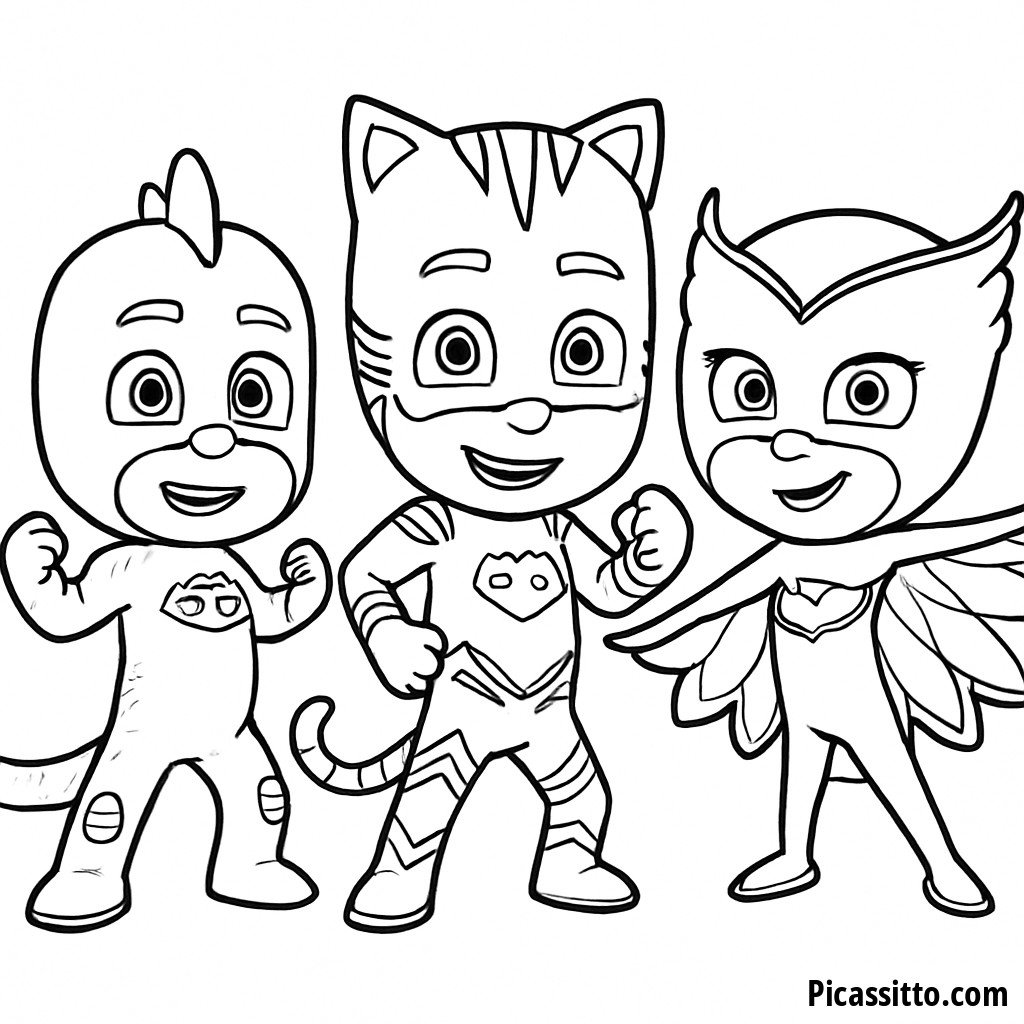 PJ Masks Helden Vereint - Kostenlose Ausmalseite