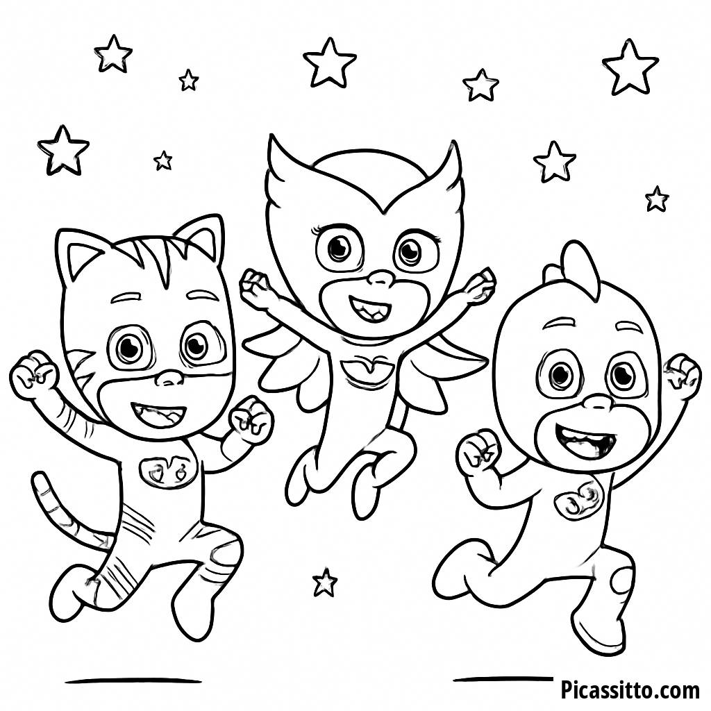 Page de Coloriage des Super-héros PJ Masks