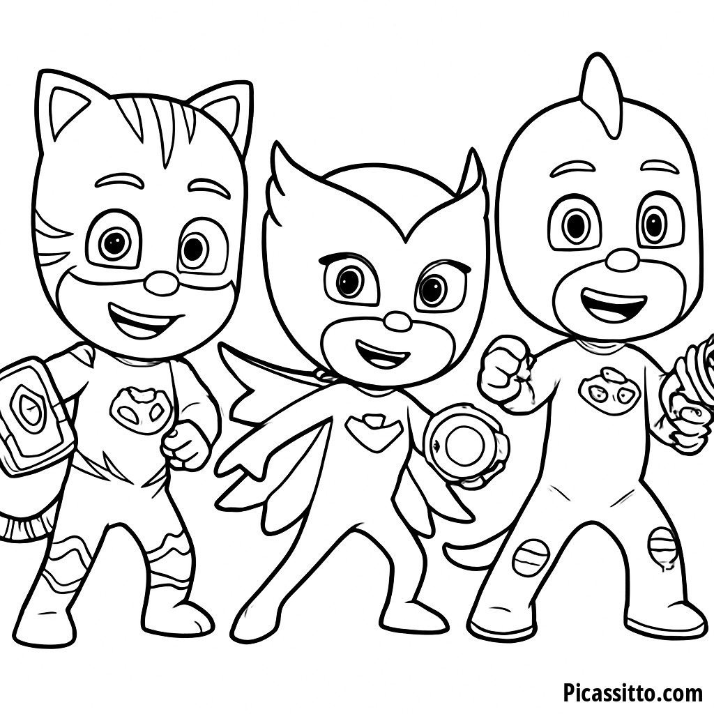 Page à Colorier des Super-héros PJ Masks