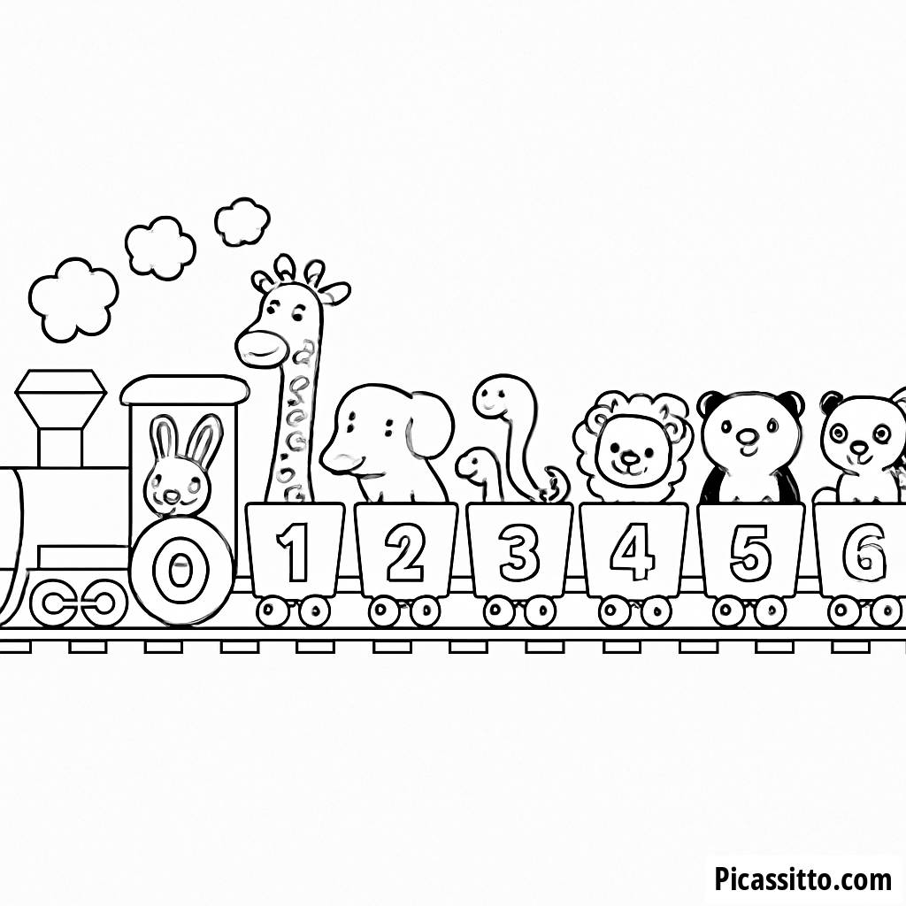Playful Counting Train Coloring Page