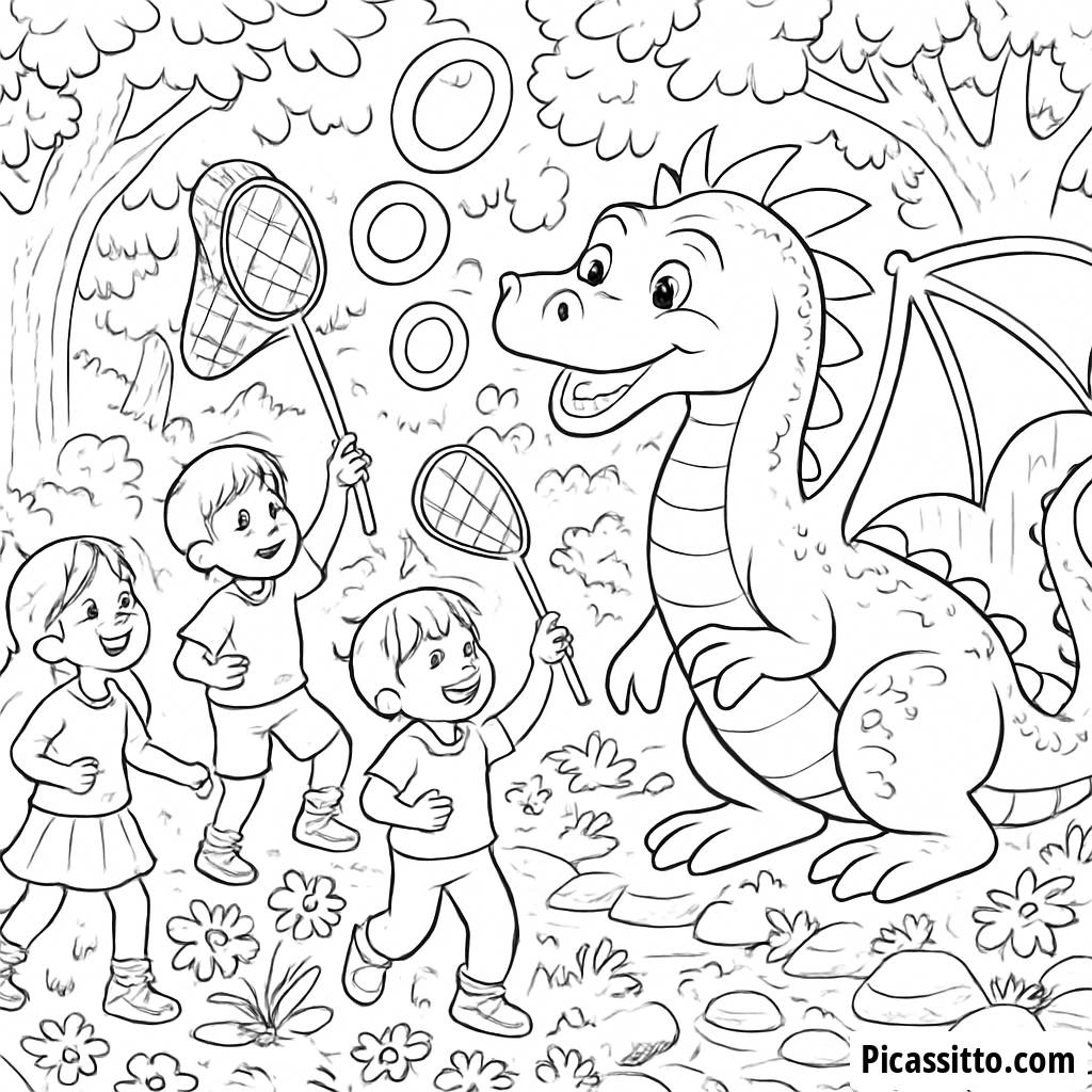 Ausmalbild: Freundlicher Drache