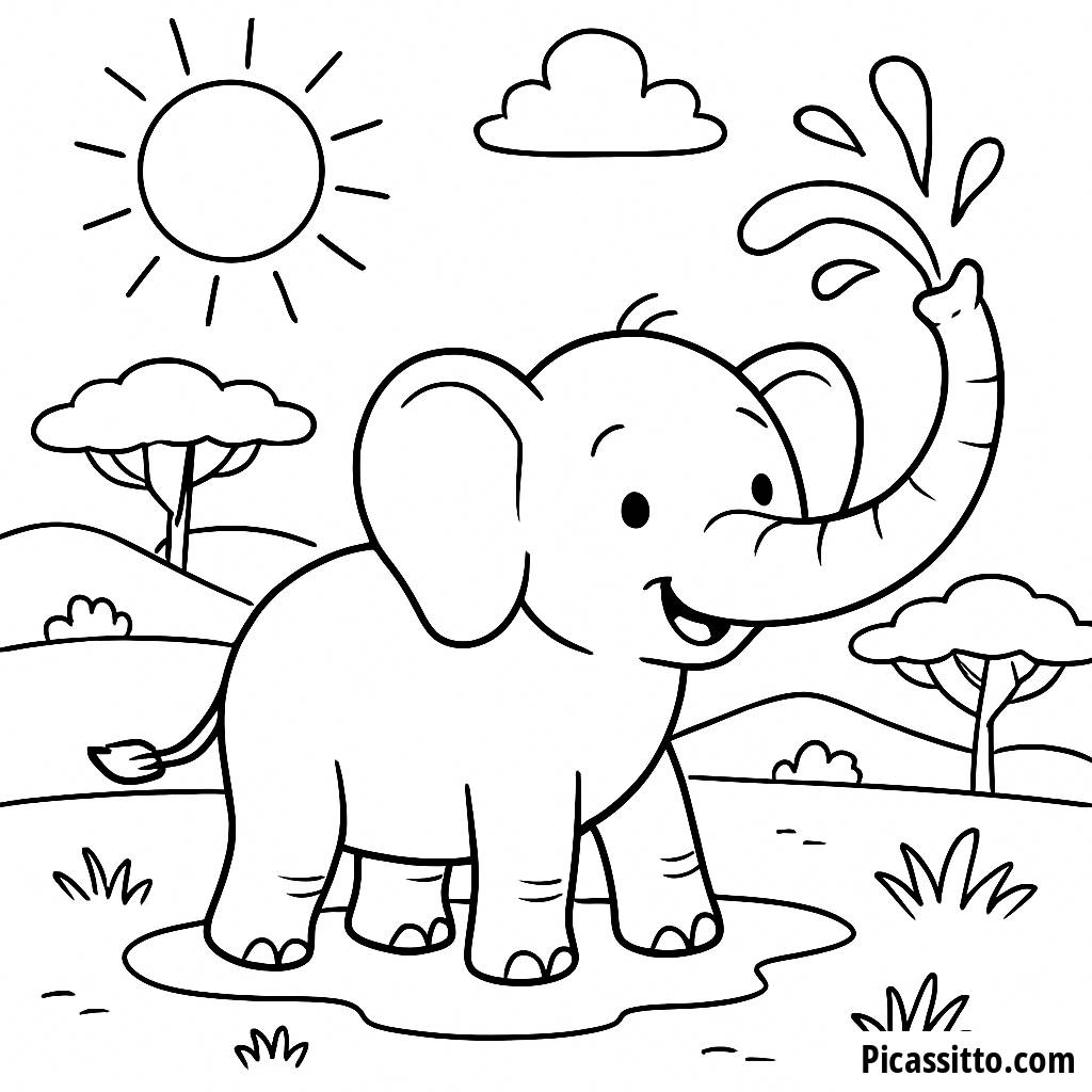 Página de Colorir Elefante Brincalhão