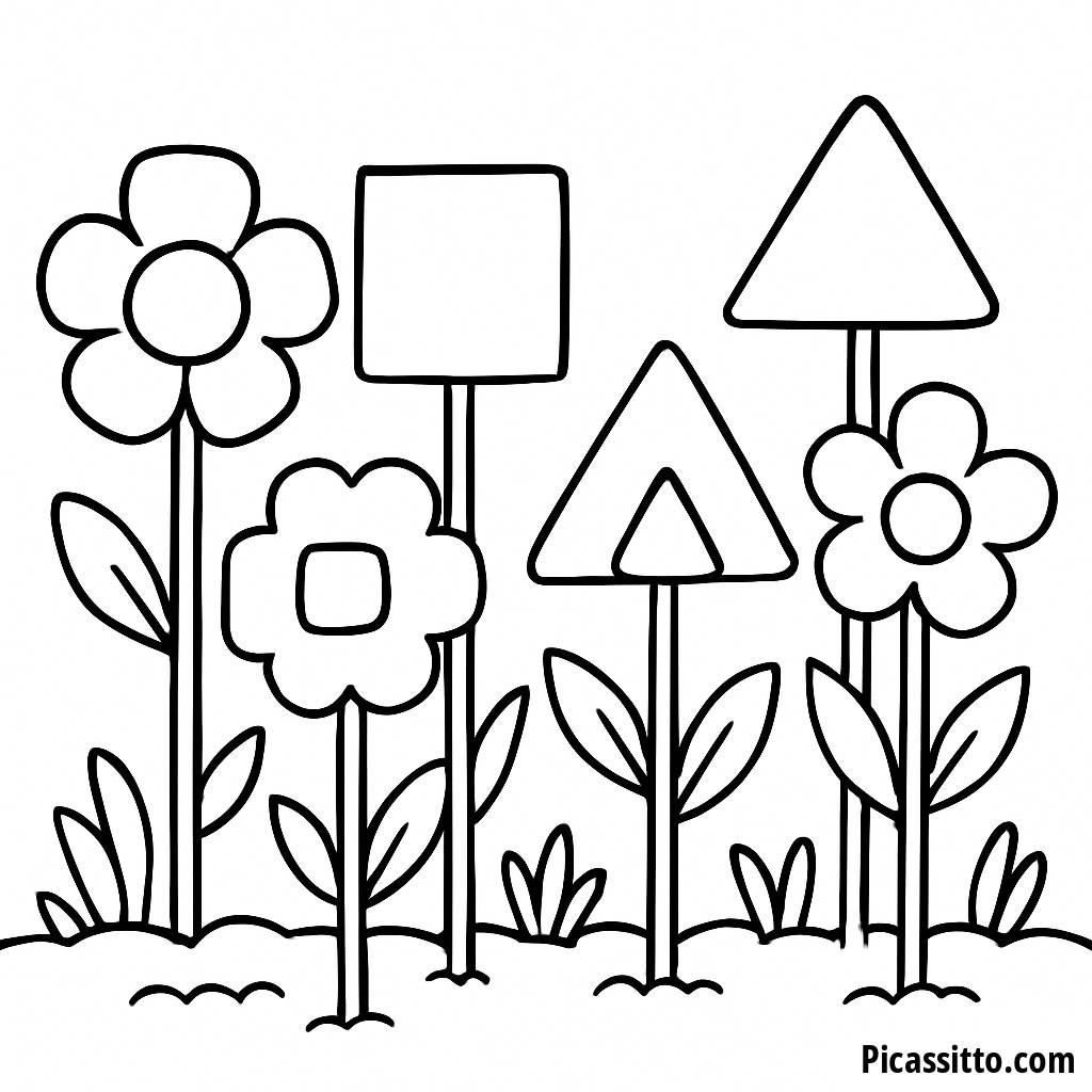 Página para Colorear Jardín Juguetón con Formas