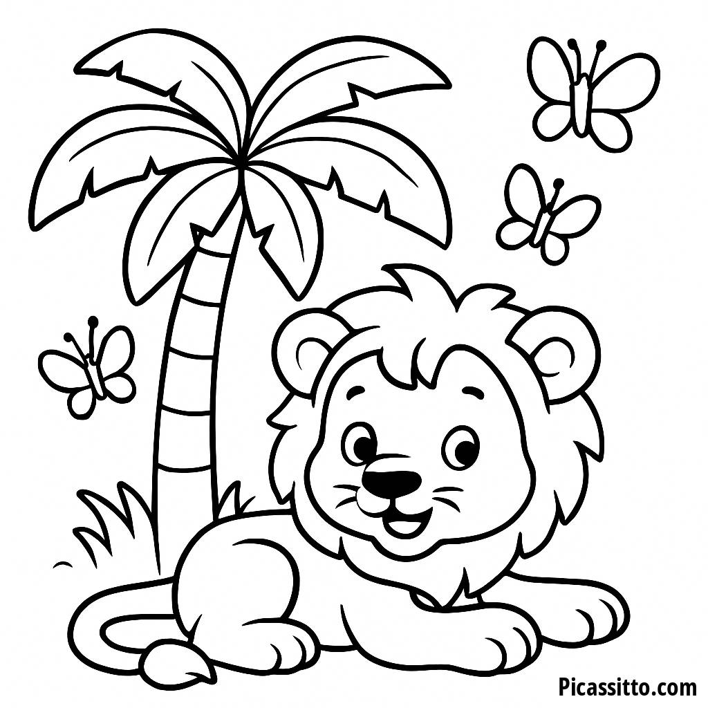 Versmalvorlage eines Verspielten Löwenbabys