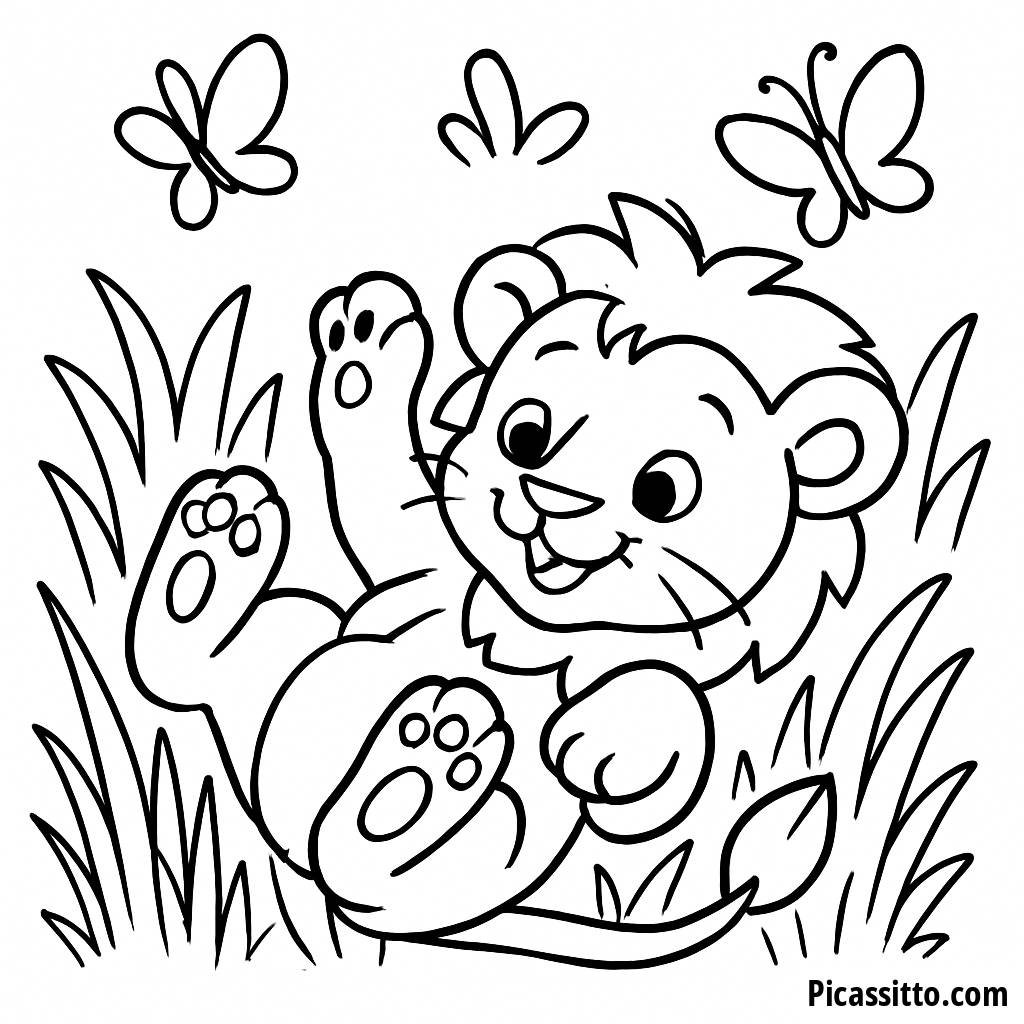Playful Lion Cub Coloring Page