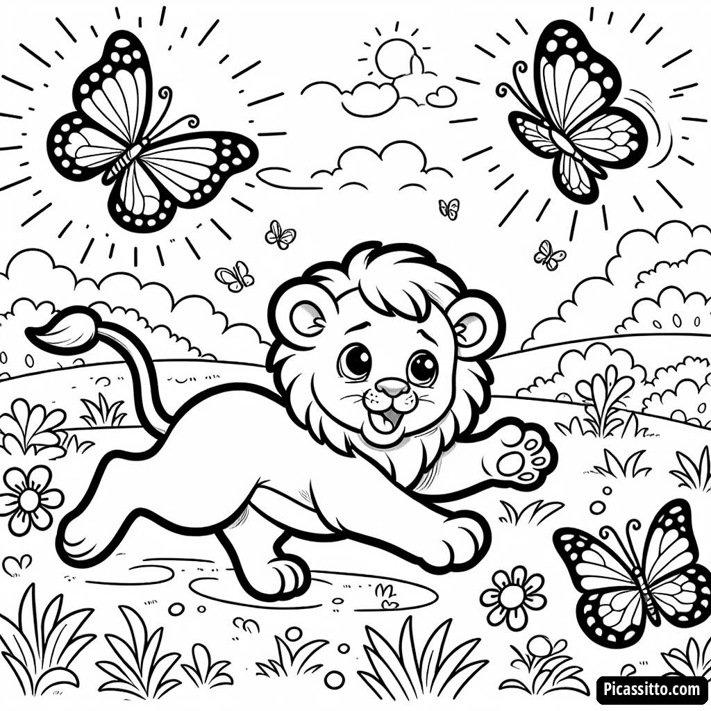 Раскраска Игривого Львенка