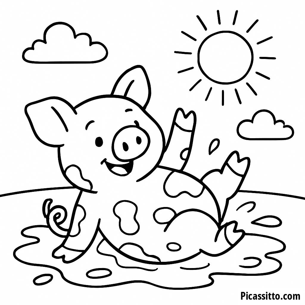 Playful Pig Coloring Page