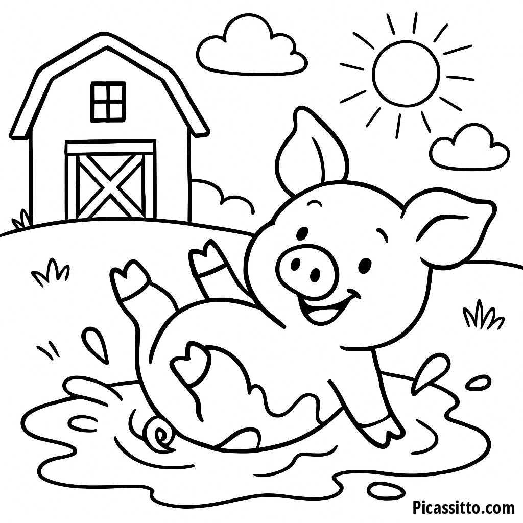 Playful Pig Coloring Page