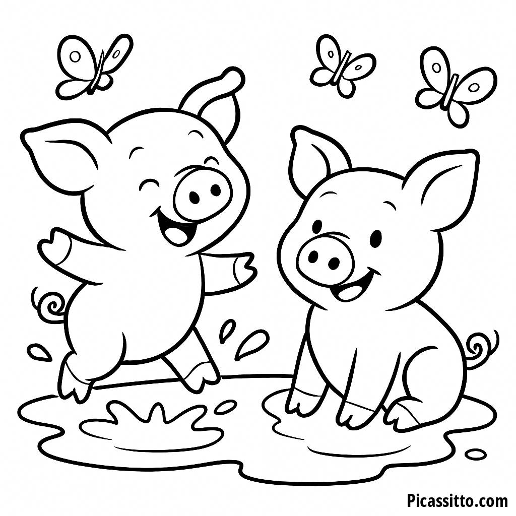 Verspielte Schweine Malvorlage