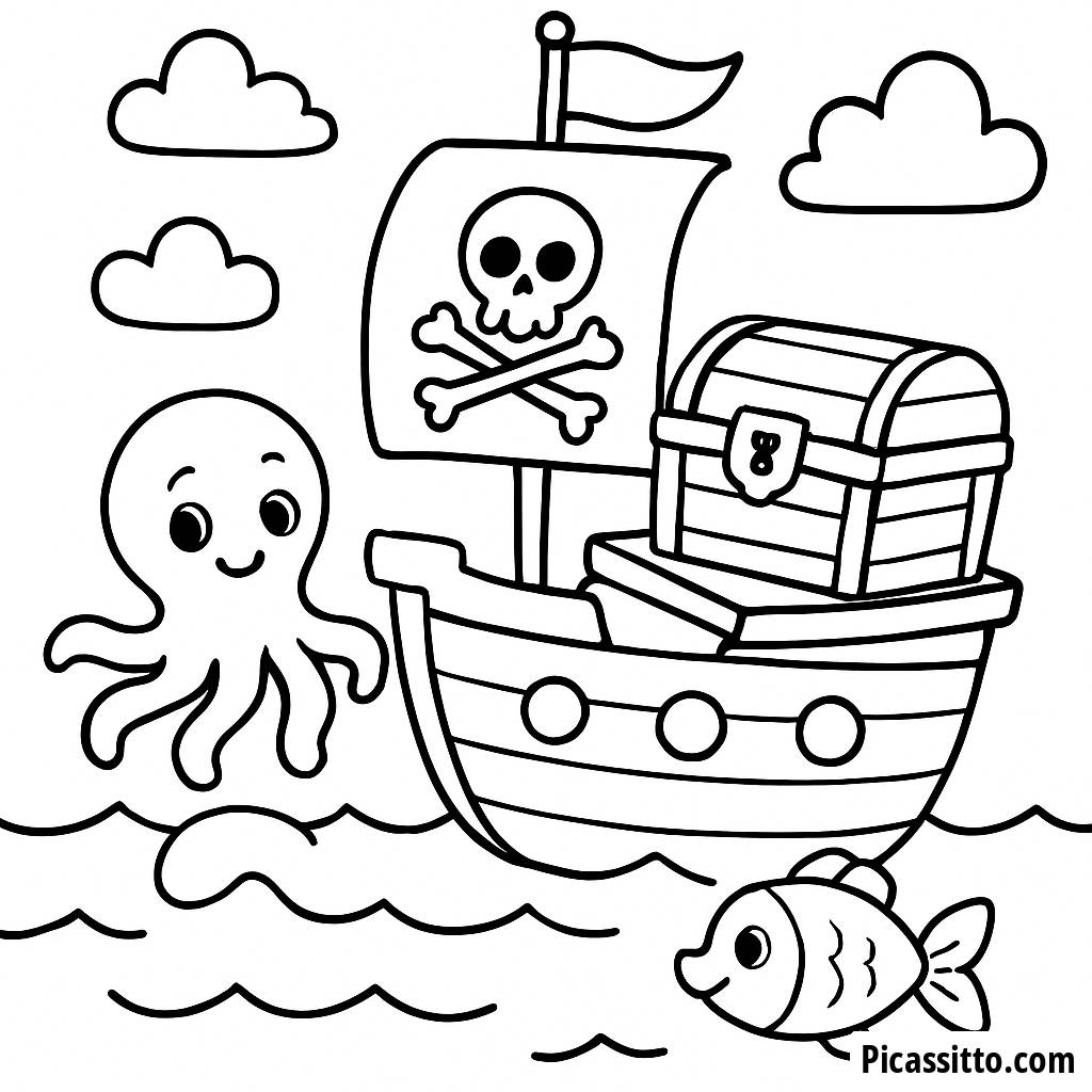 Verspieltes Piratenschiff Ausmalbild