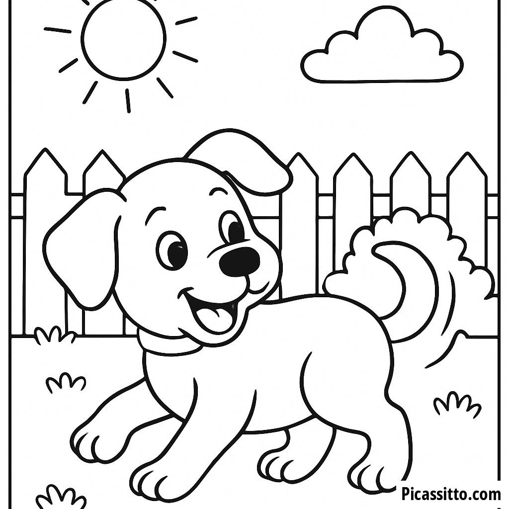 Раскраска Игривого Щенка, Пытающегося Поймать Свой Хвост
