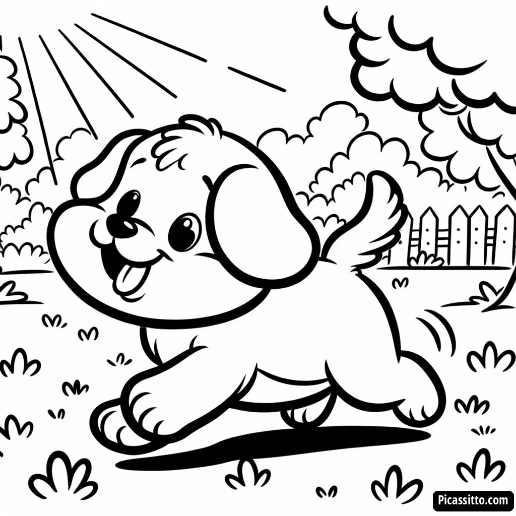Pagina da Colorare di un Cucciolo Giocoso