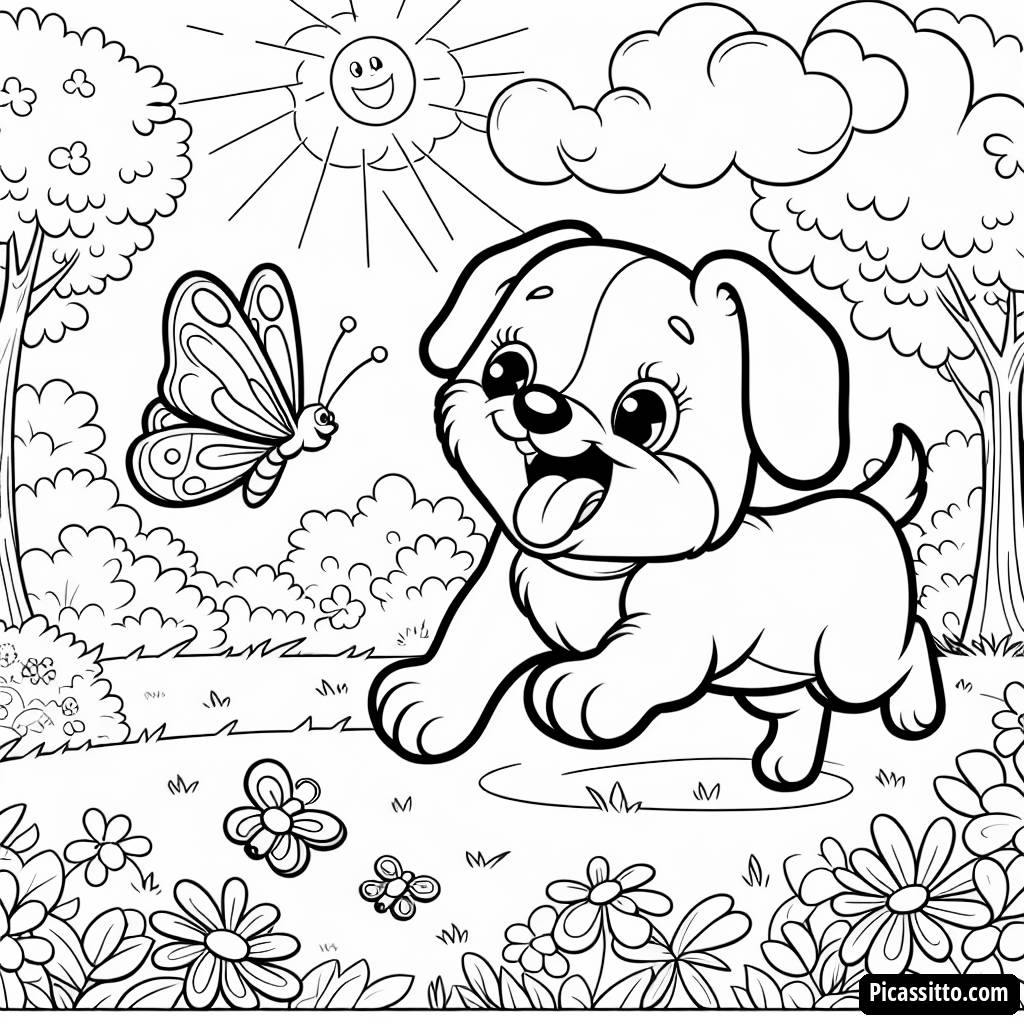 Раскраска Игривого Щенка