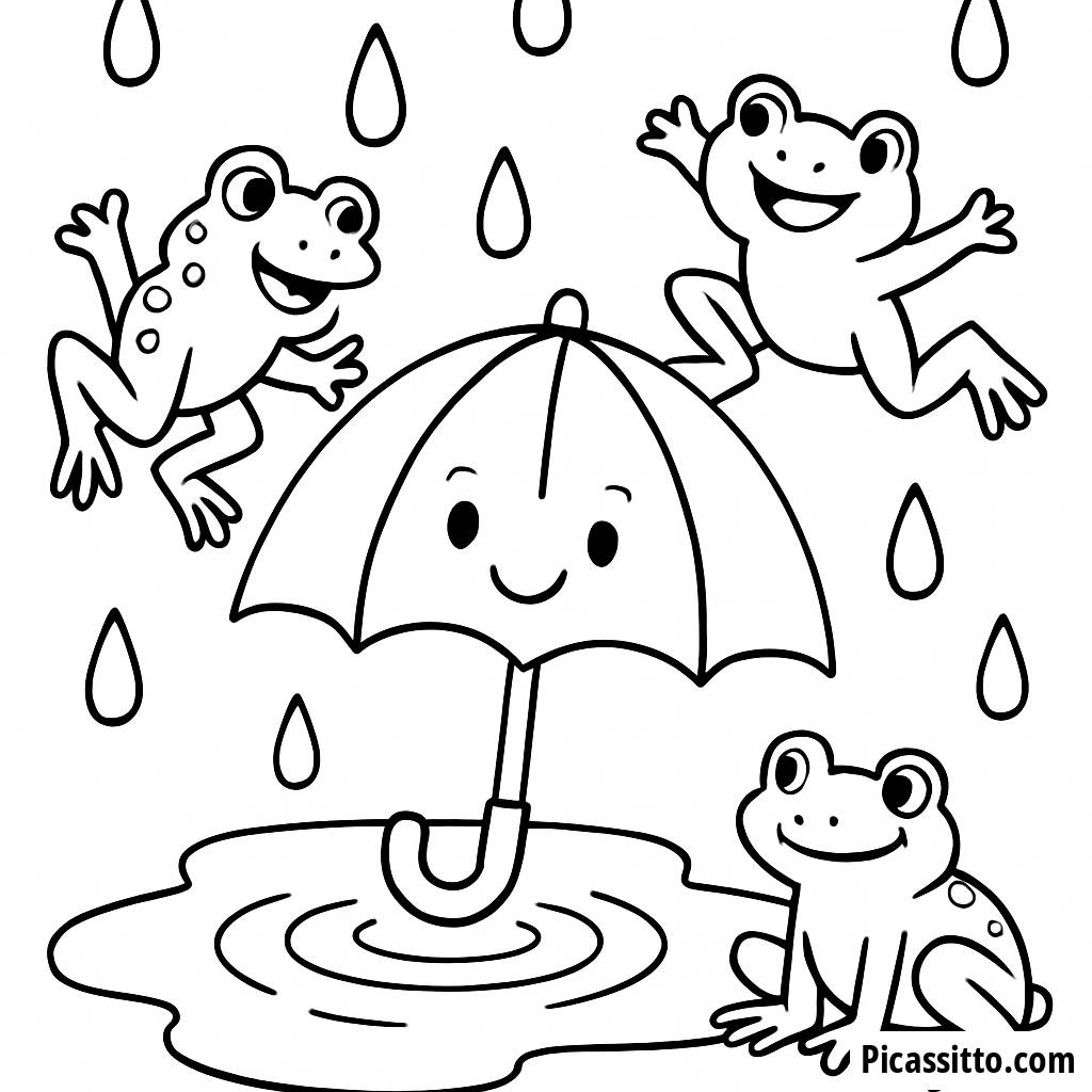 Раскраска с Игривыми Каплями Дождя