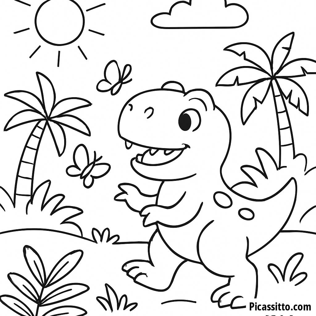 Page à Colorier de T-Rex Amusant