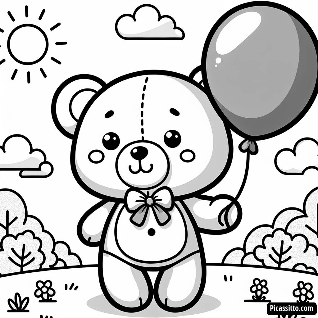 Pagina da Colorare di un Orsetto Giocoso