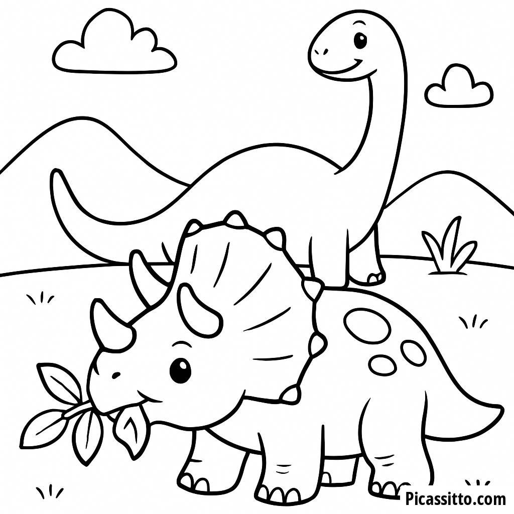 Página para Colorear de Triceratops Juguetón – ¡Diversión con Dinosaurios!