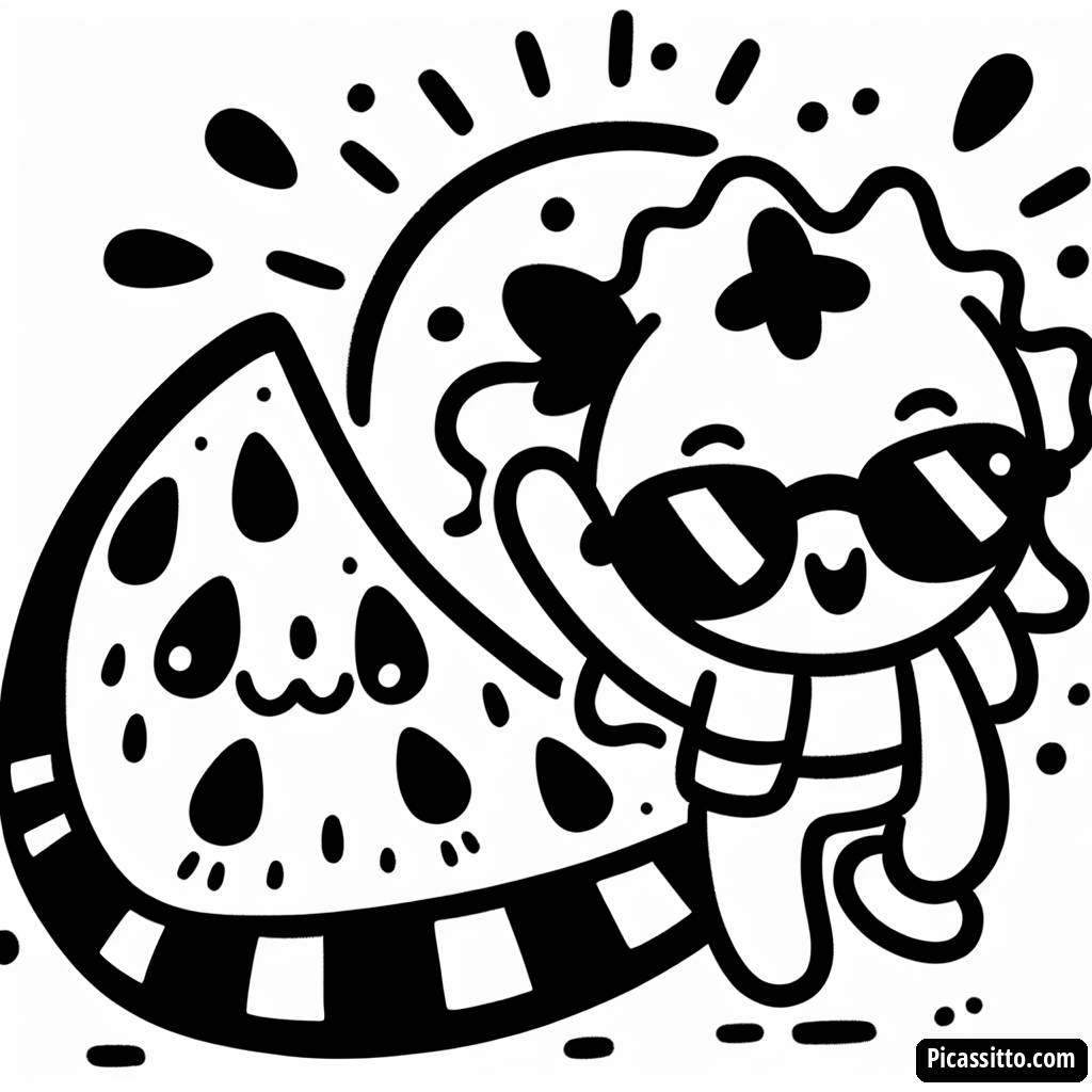 Pagina da Colorare di una Fetta di Anguria Giocosa