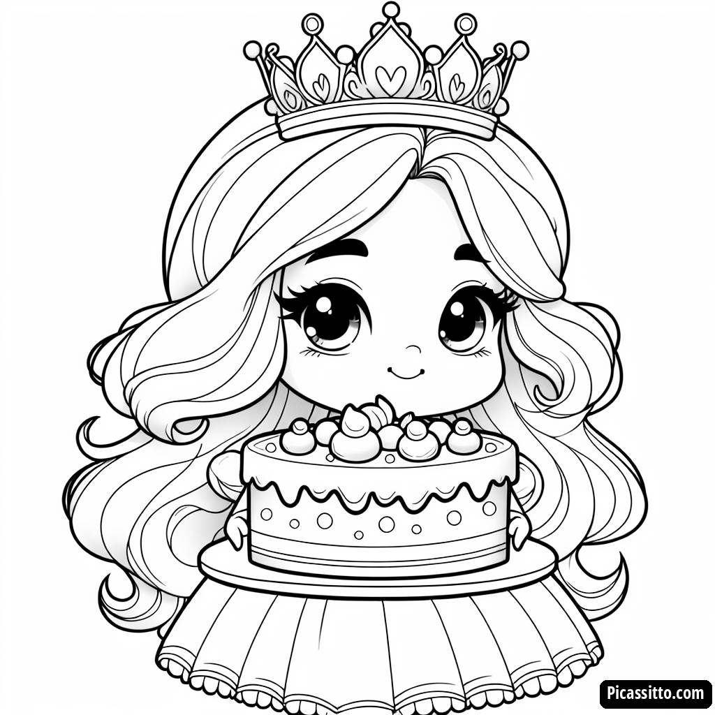 Página para Colorear de la Princesa Peach: Delicia de Pastel