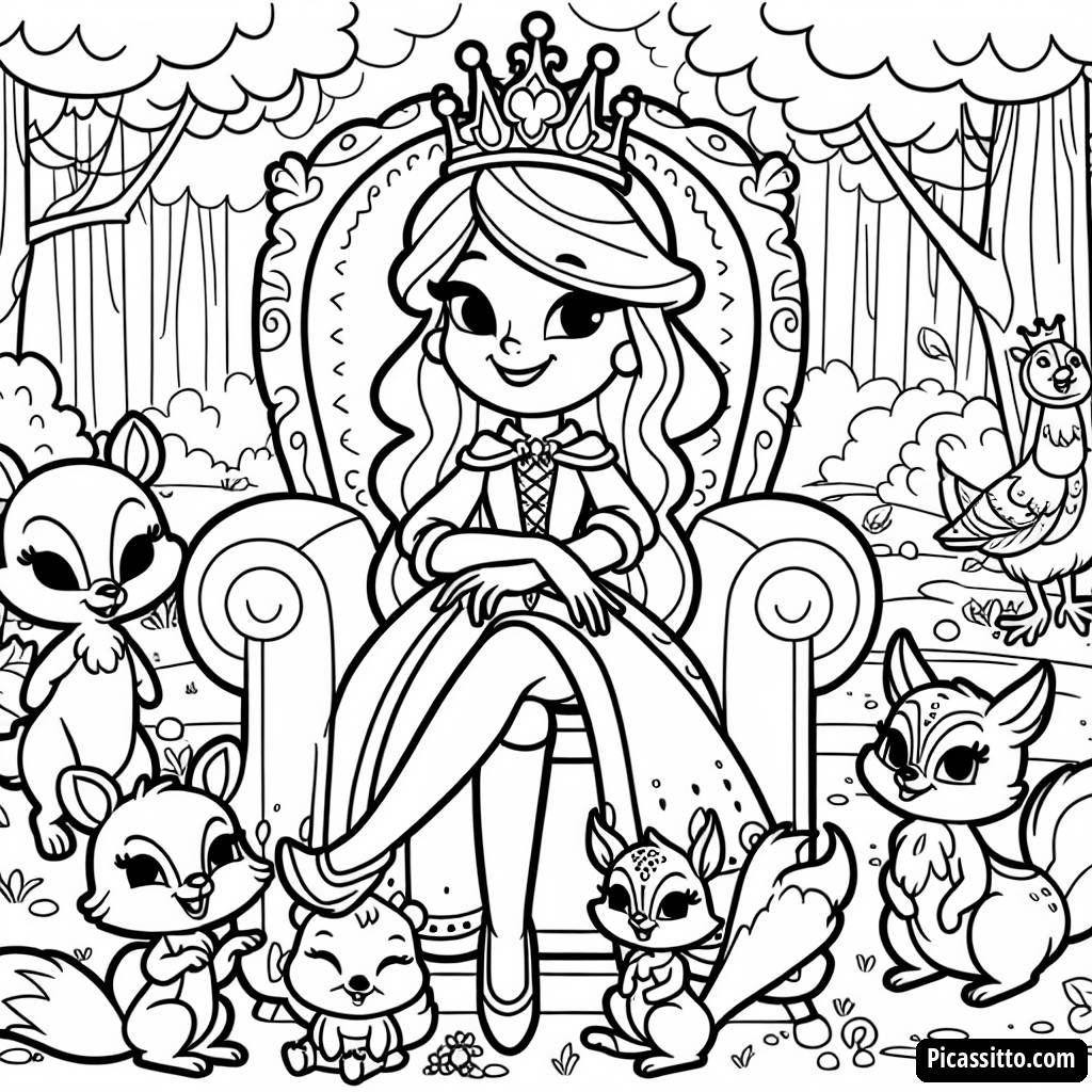 Page à Colorier de la Reine sur Son Trône