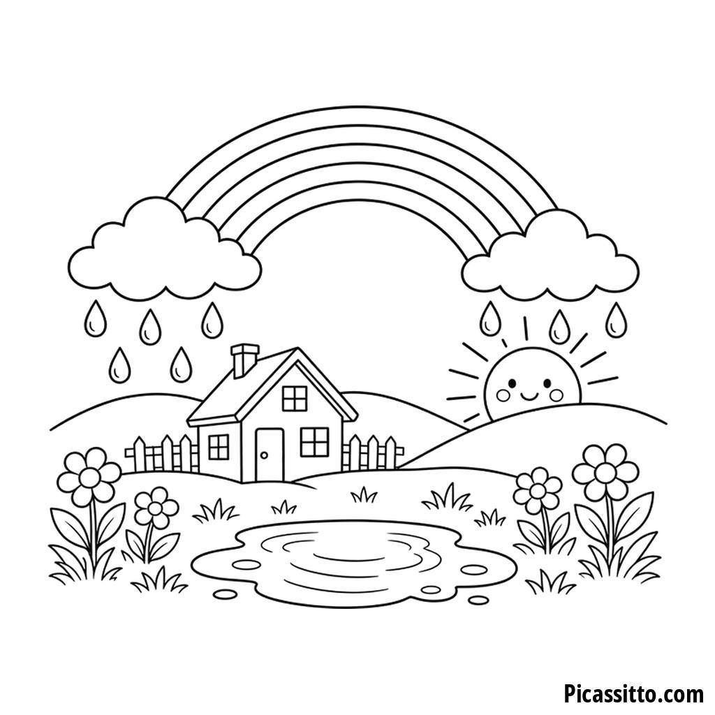 Rainbow after the Rain Coloring Page