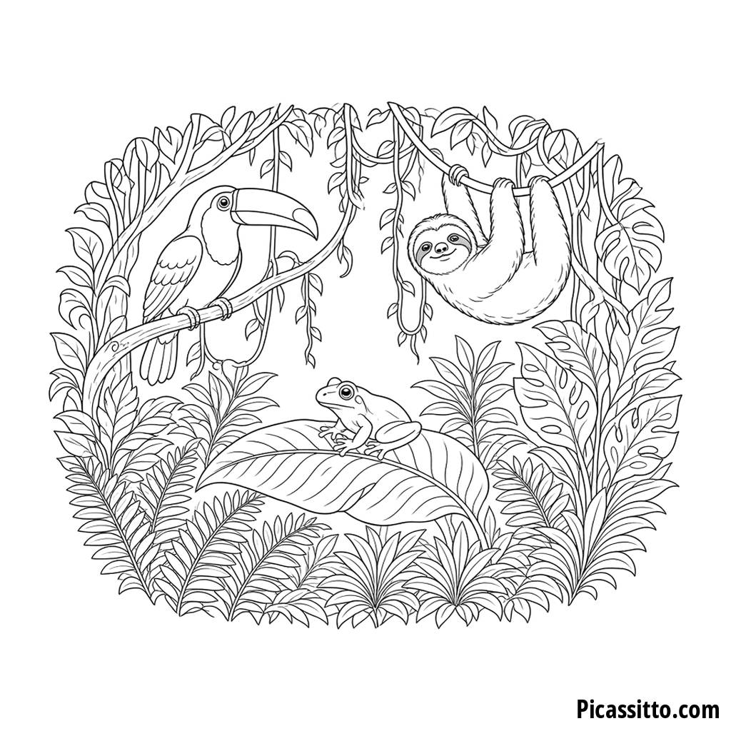 Animali della foresta pluviale da colorare