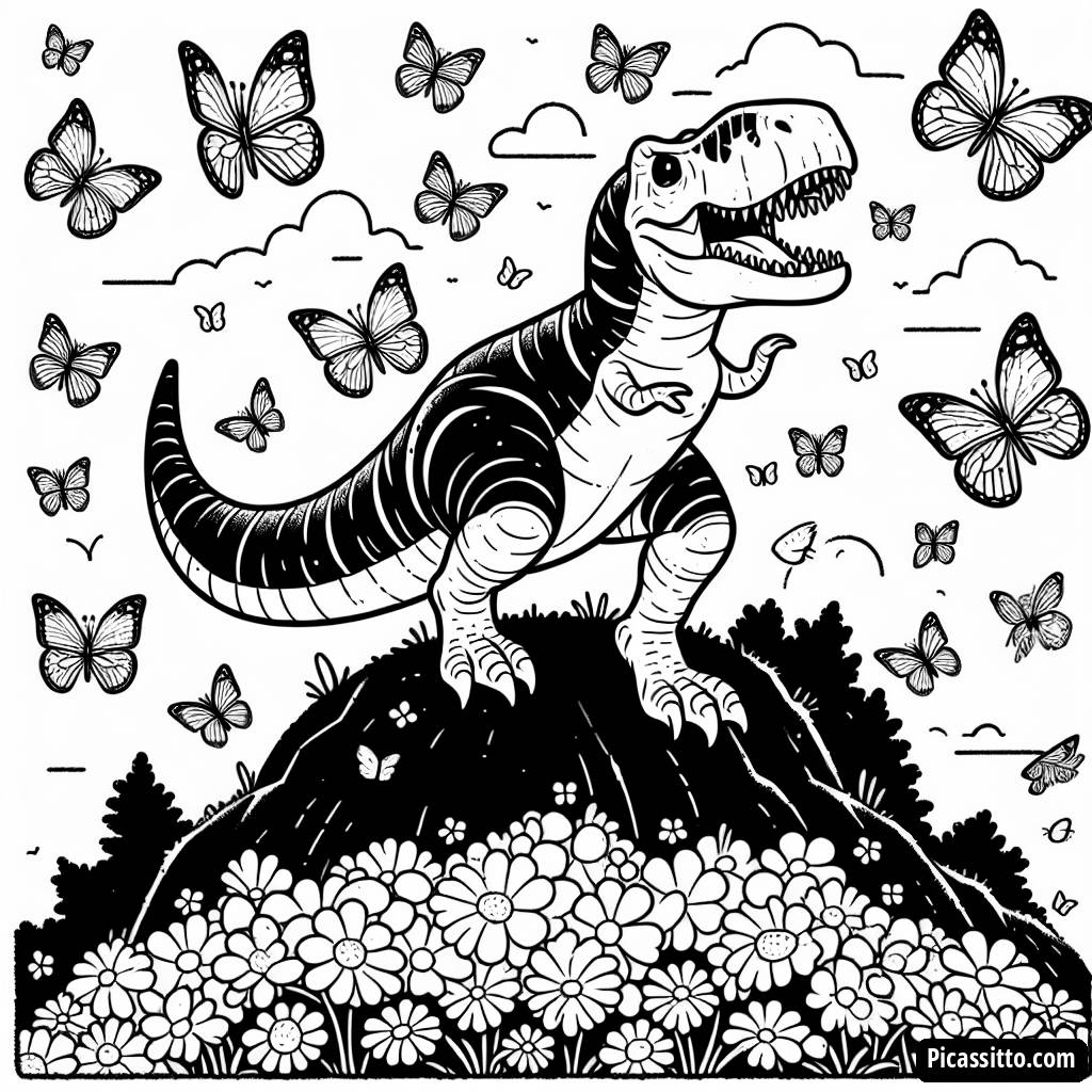 Page à Colorier de T-Rex Rugissant