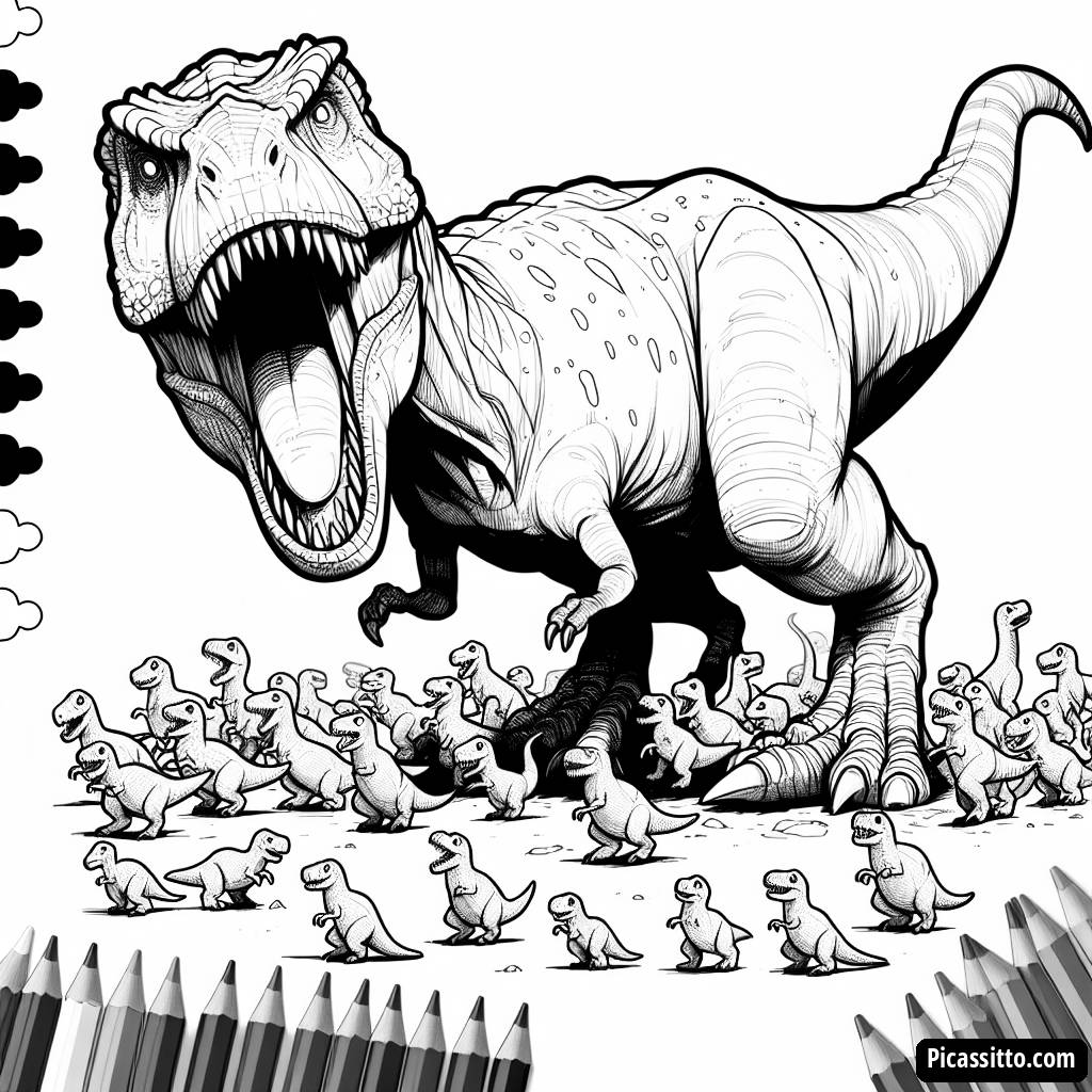 Раскраска Ревущего Ти-Рекса