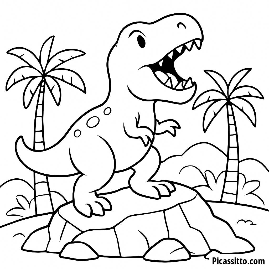 Pagina da Colorare del T-Rex Ruggente