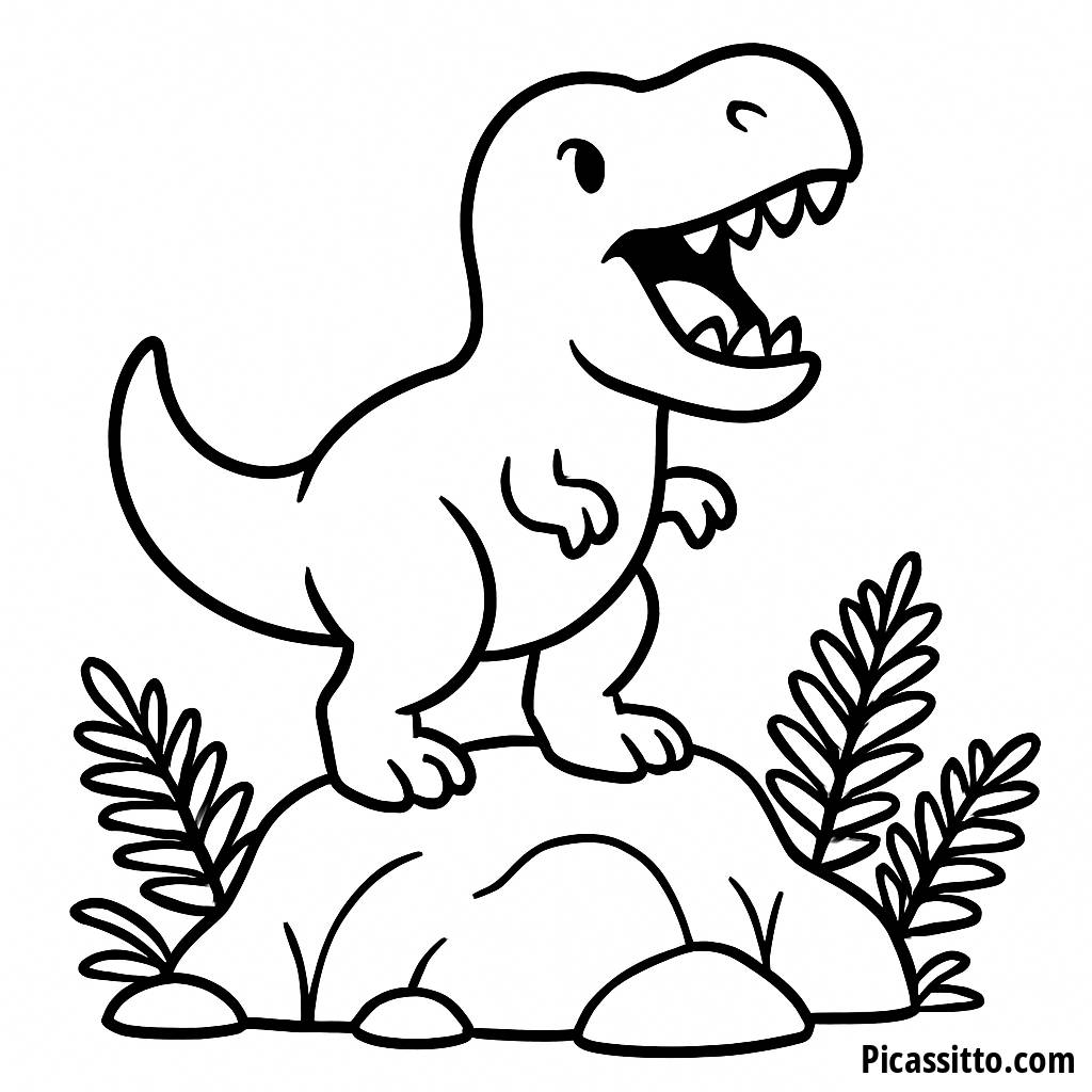Página para Colorir do T-Rex Rugindo