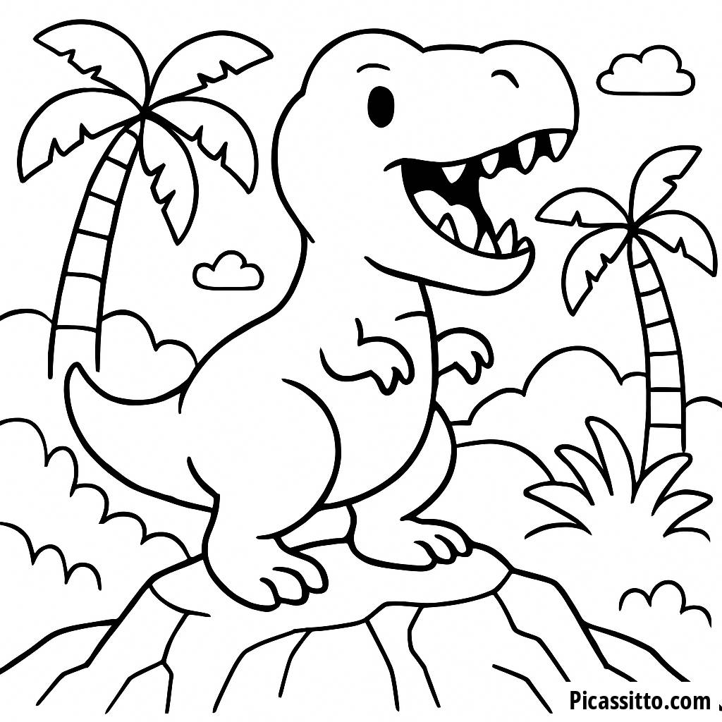 Página para Colorear de T-Rex Rugiente