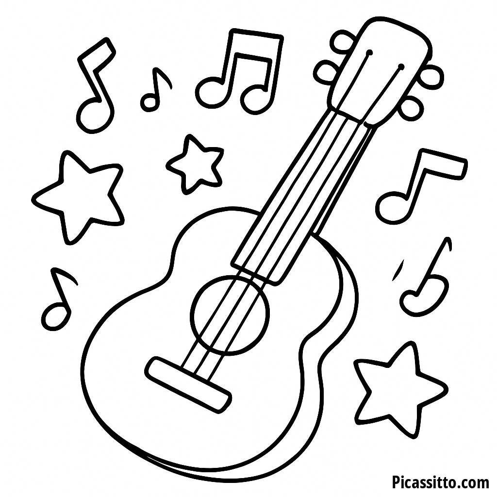 Scatena la Musica con la Nostra Pagina da Colorare della Chitarra!