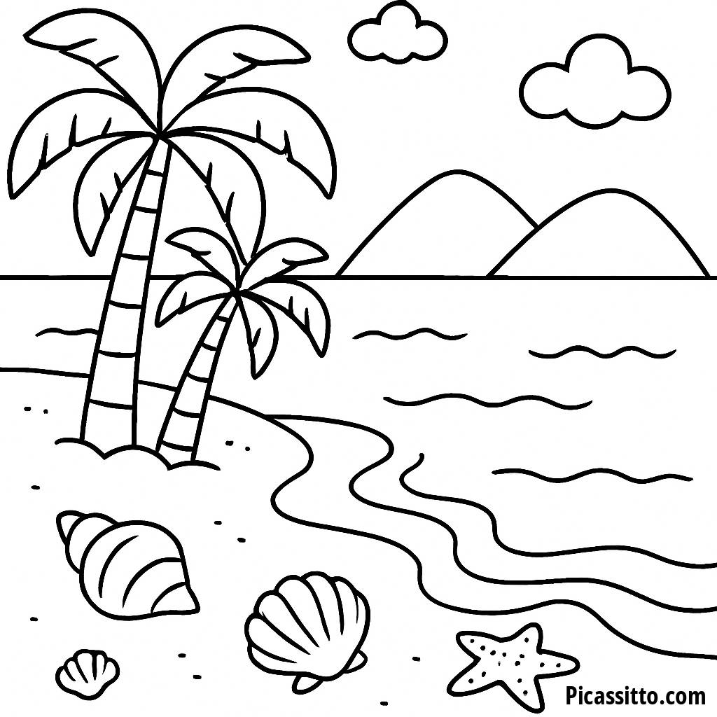 Pagina da Colorare Spiaggia Sabbiosa