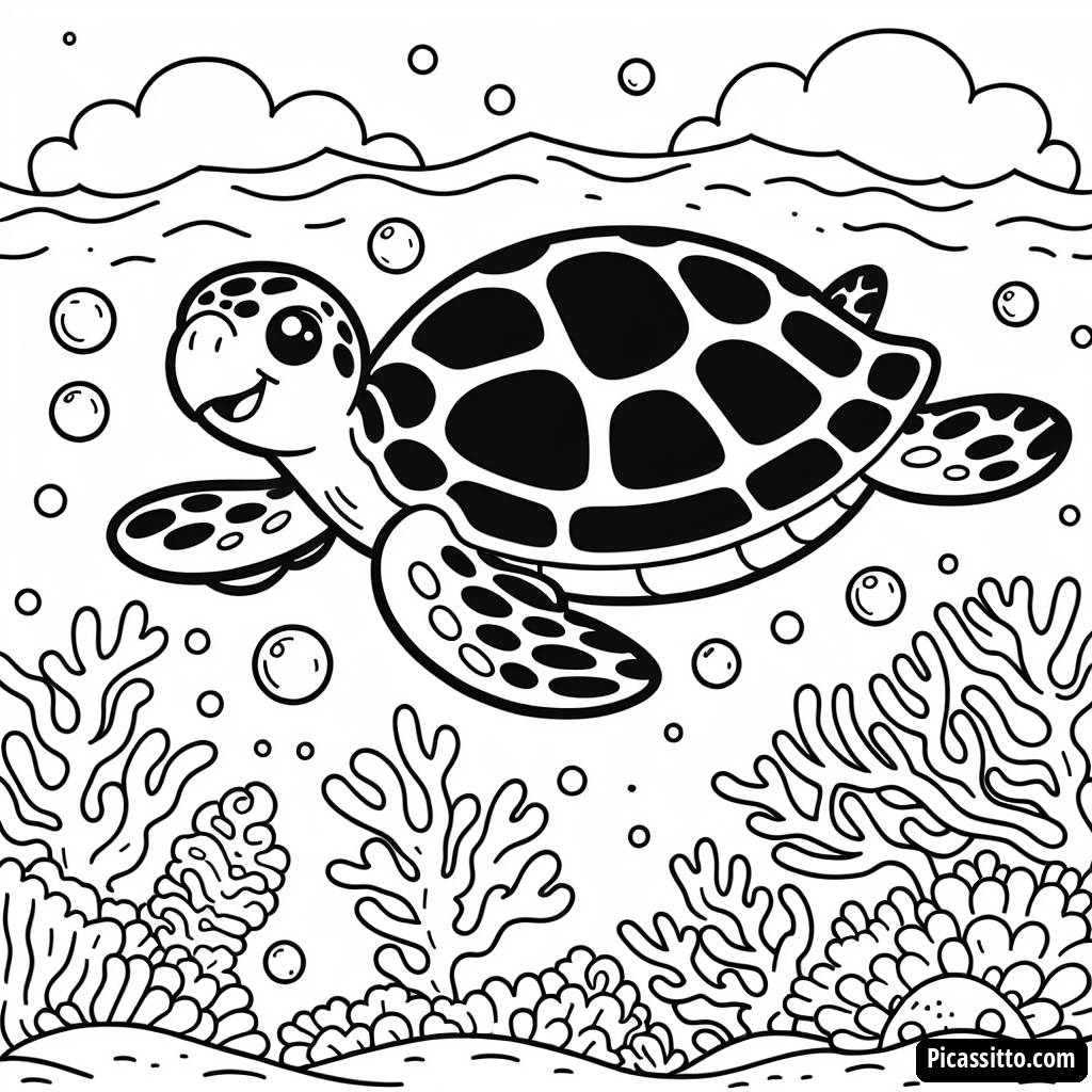 Page à Colorier de Tortue de Mer