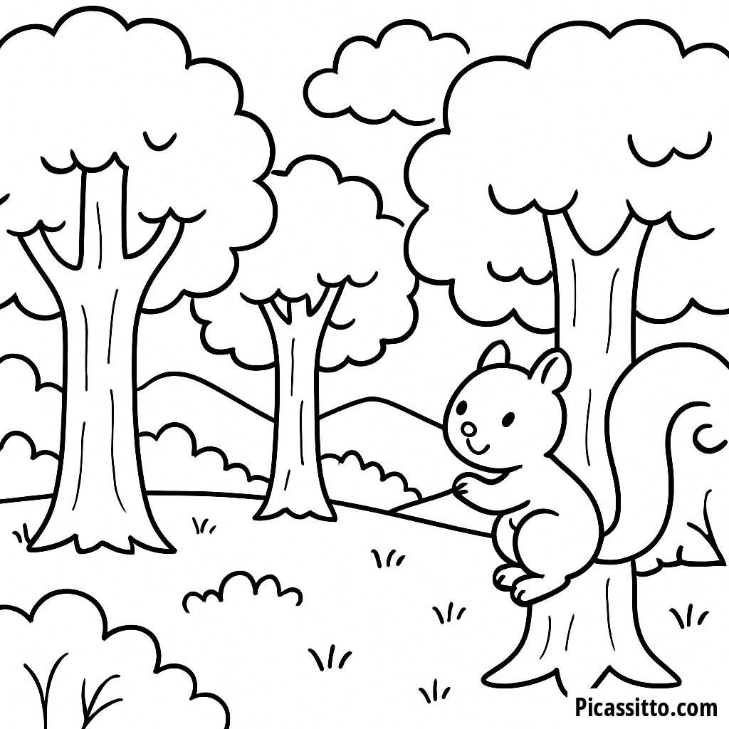 Pagina da Colorare della Foresta Serena