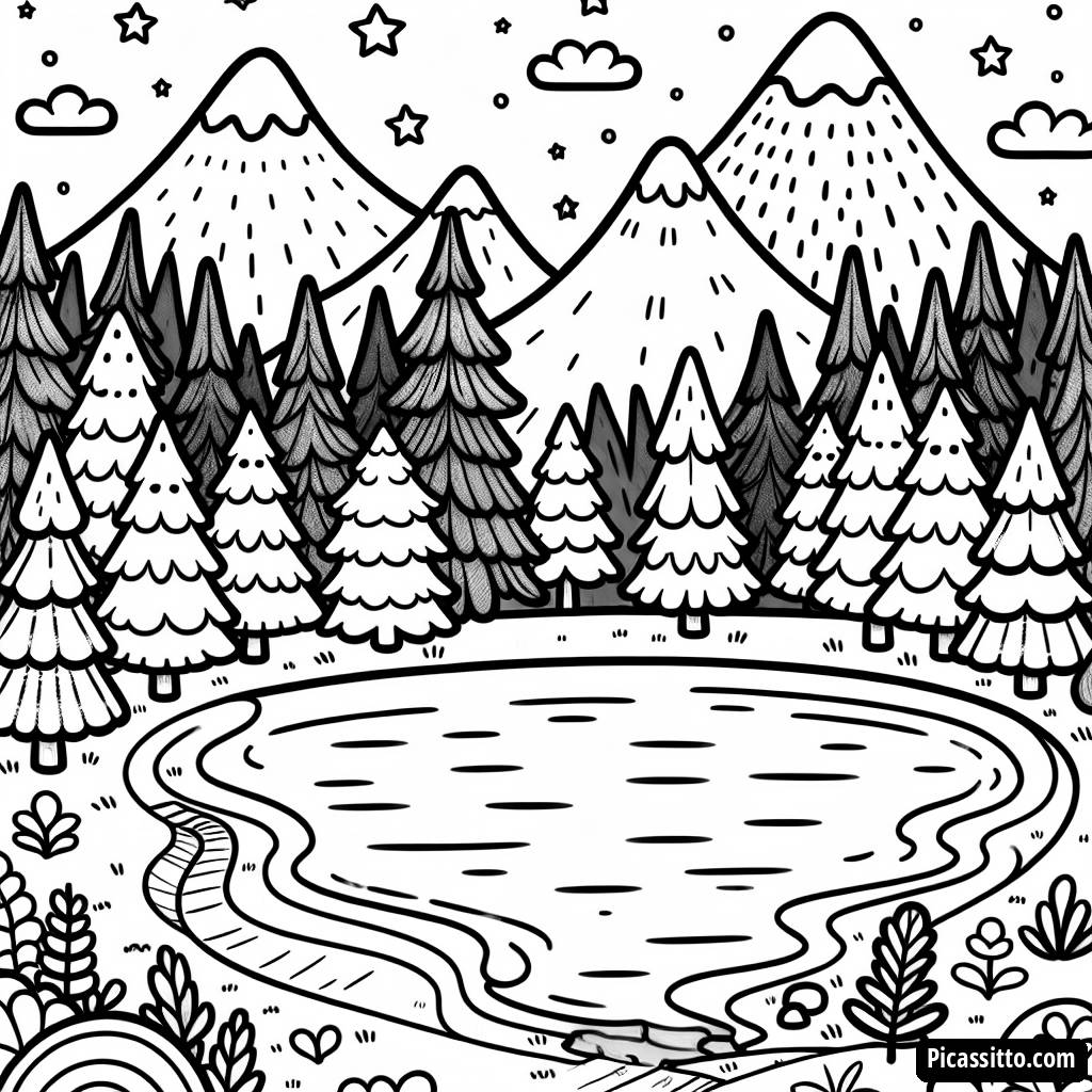 Serene Lake Coloring Page