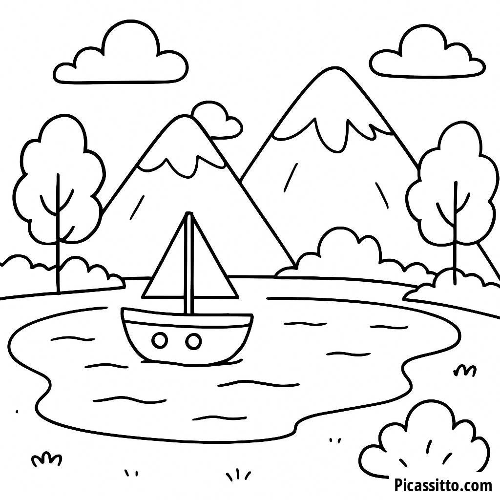 Ausmalbild vom Ruhigen See