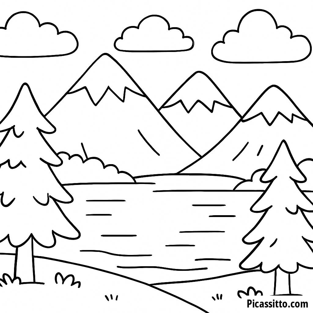 Serene Lake Coloring Page