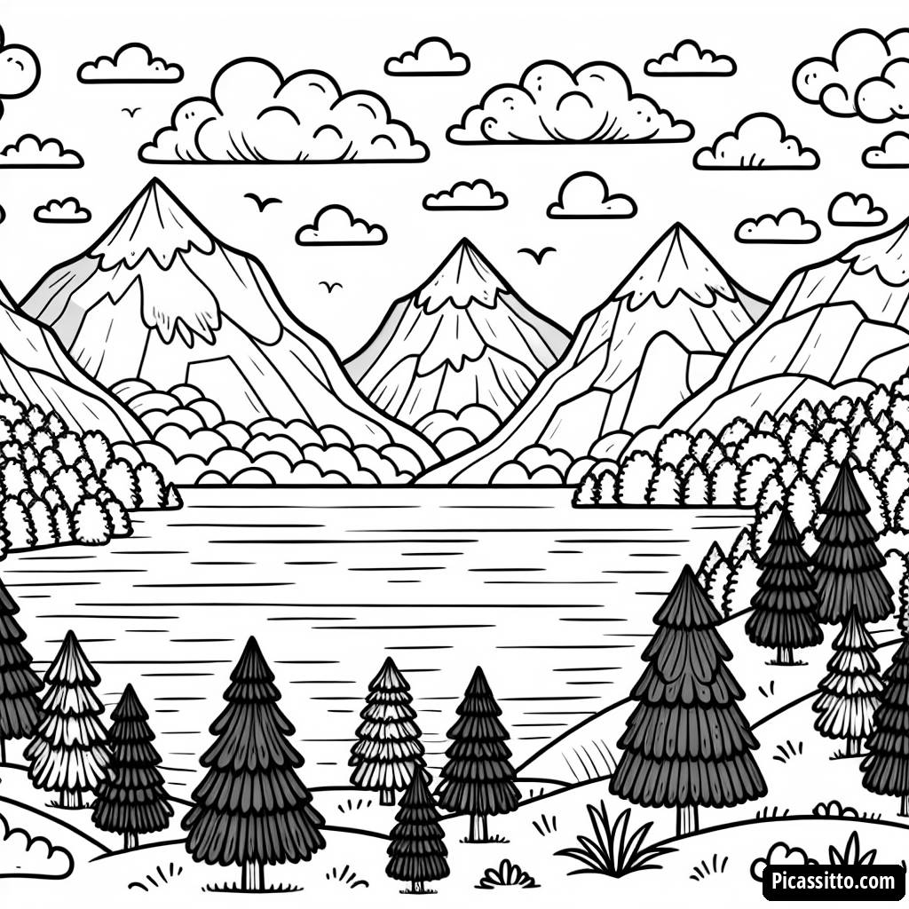 Serene Lake Coloring Page