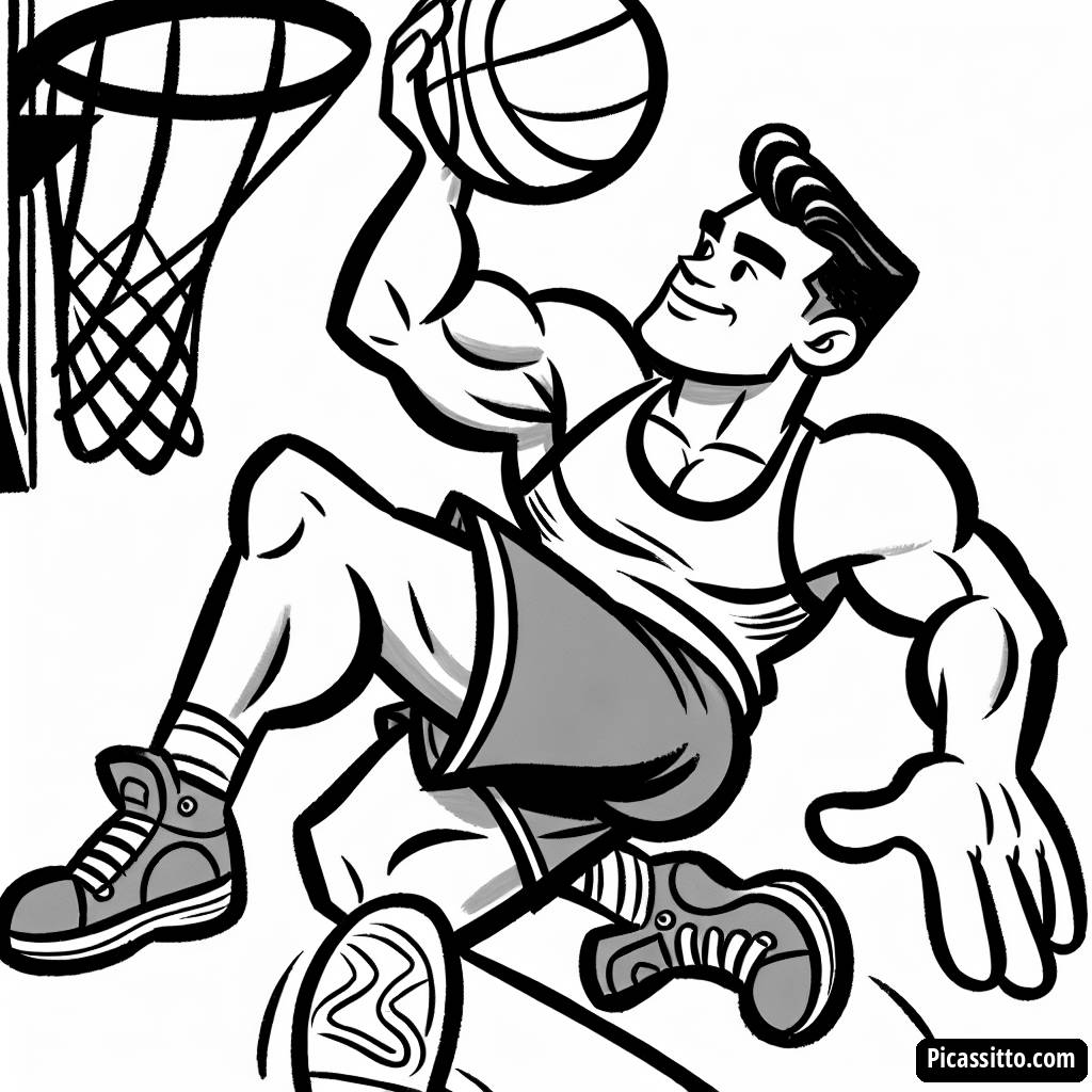 Slam Dunk Basketball Player Coloring Page
