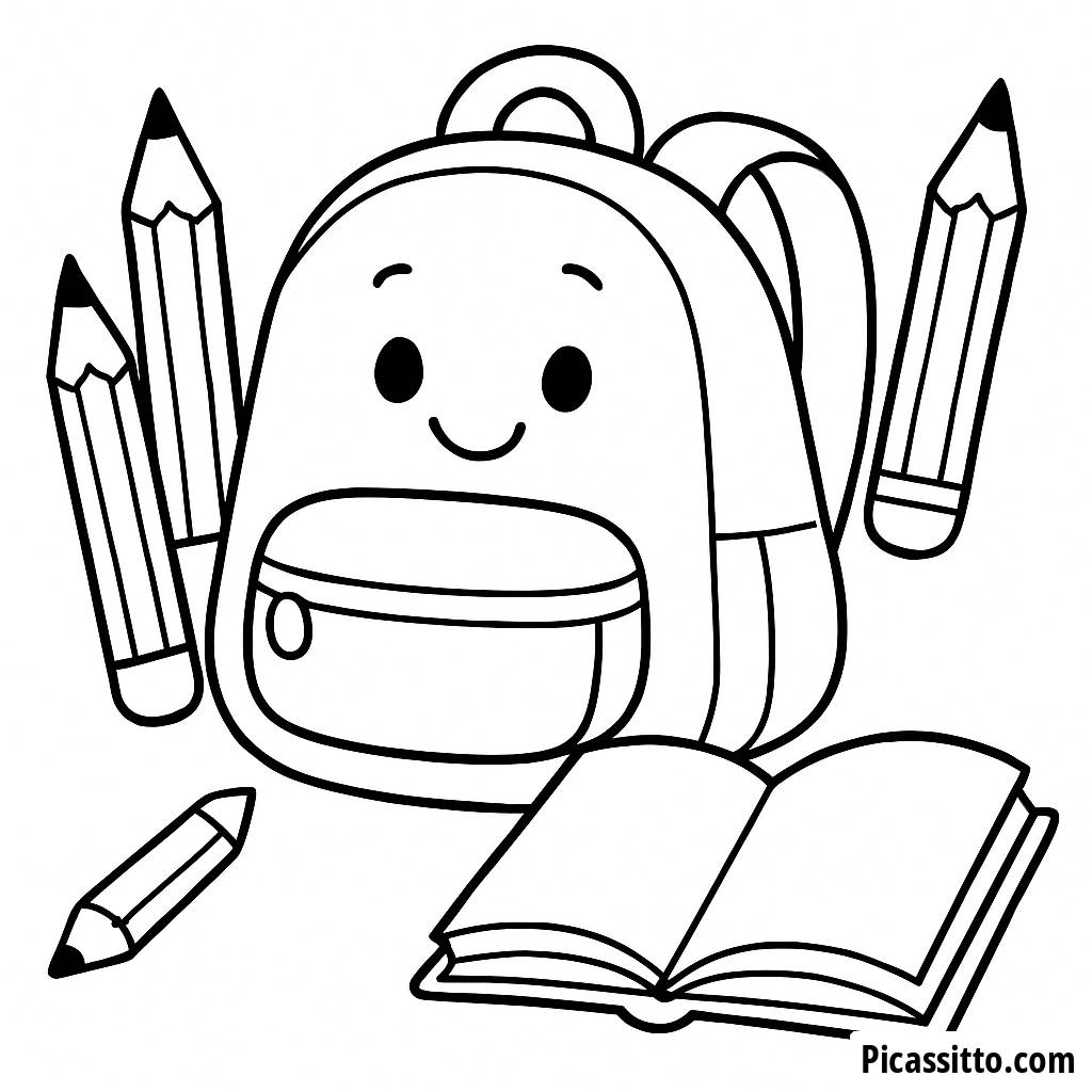 Smiling Backpack Coloring Page
