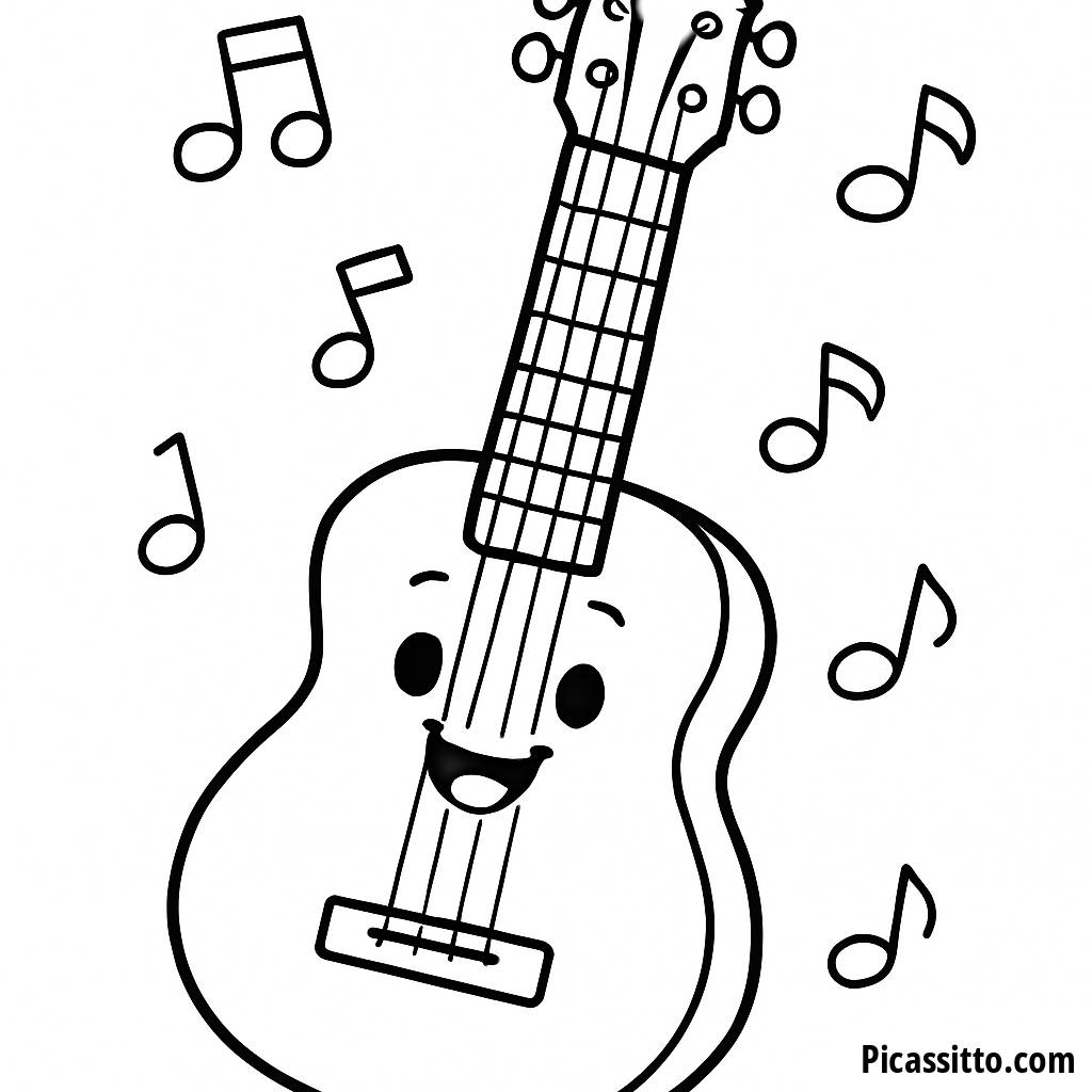 Lächelnde Gitarre Ausmalbild