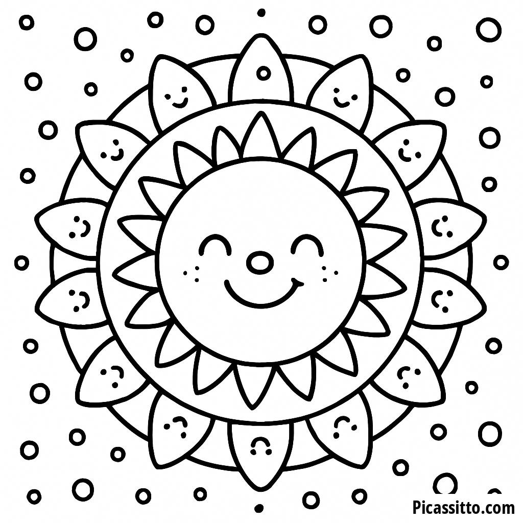Página para Colorear del Sol Sonriente
